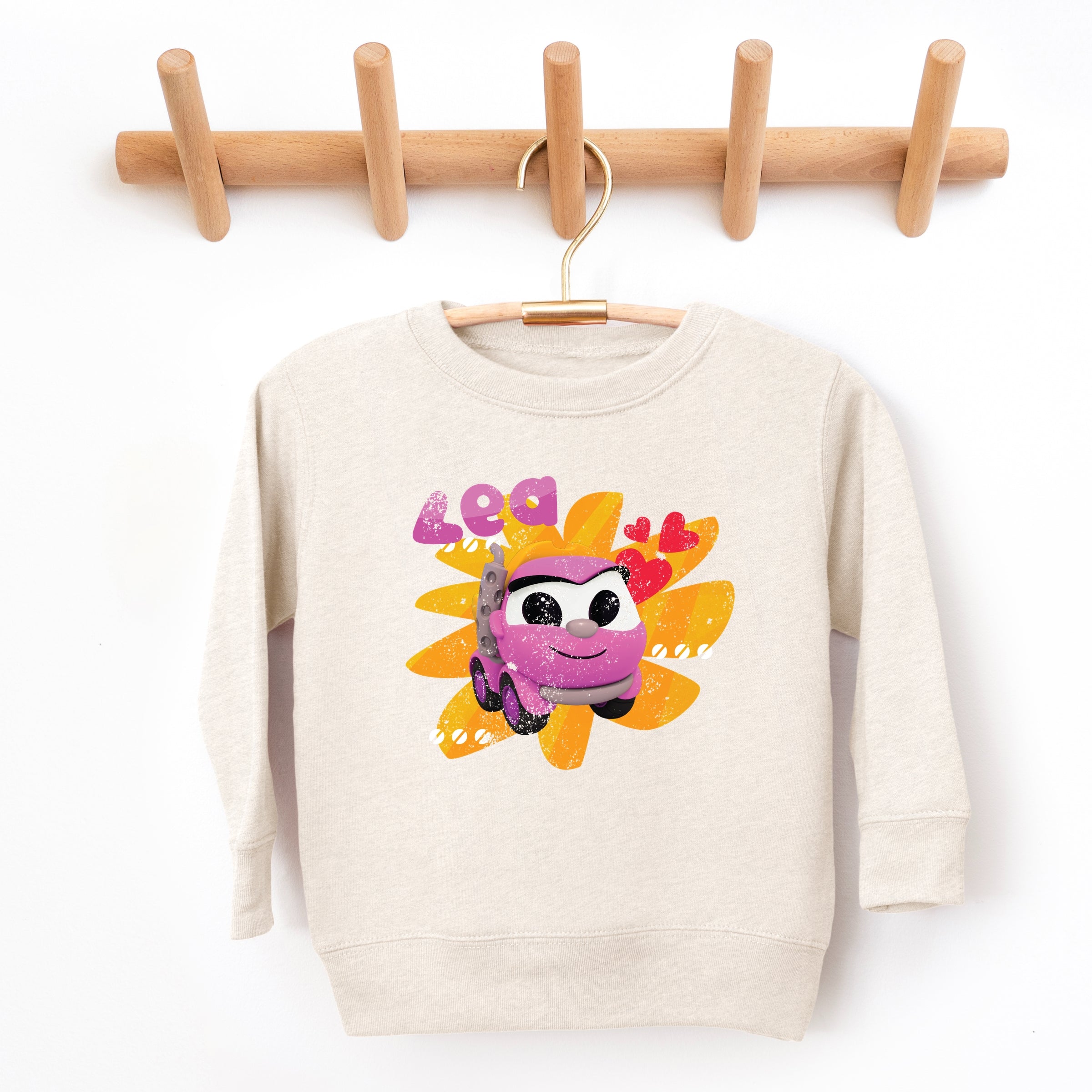 Leo the Truck Lea Name Distressed - Kids Toddler Graphic Sweatshirt