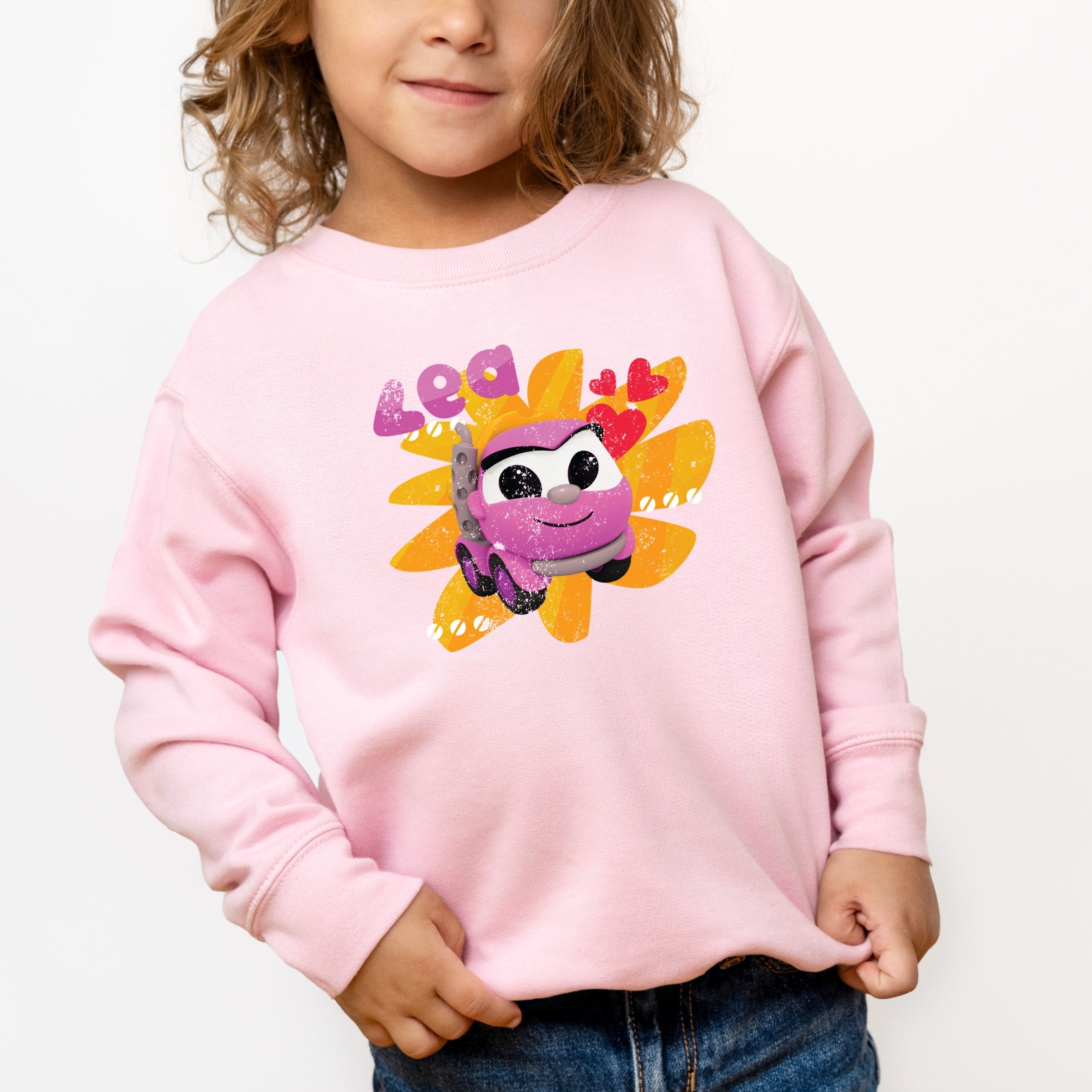 Leo the Truck Lea Name Distressed - Kids Toddler Graphic Sweatshirt