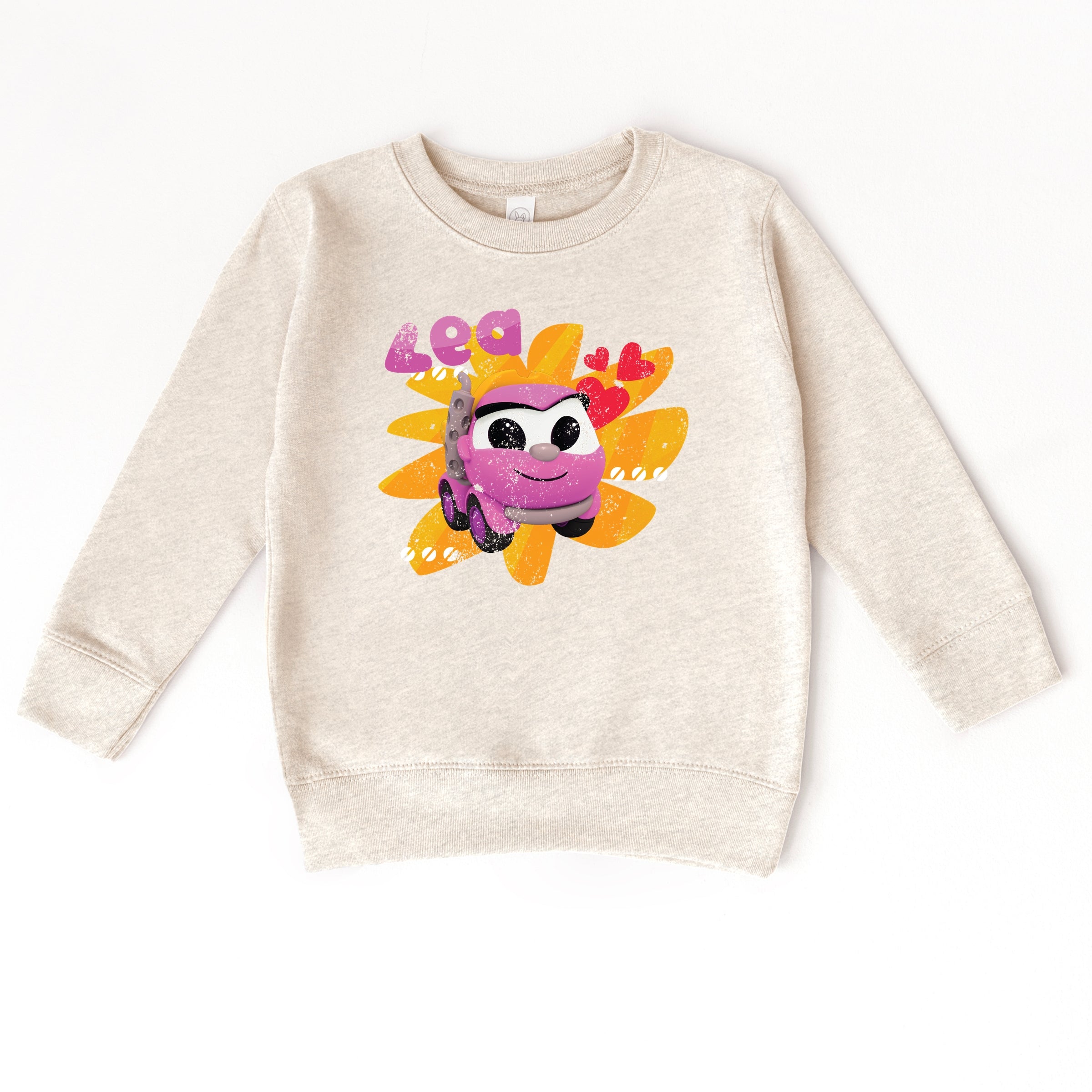 Leo the Truck Lea Name Distressed - Kids Toddler Graphic Sweatshirt