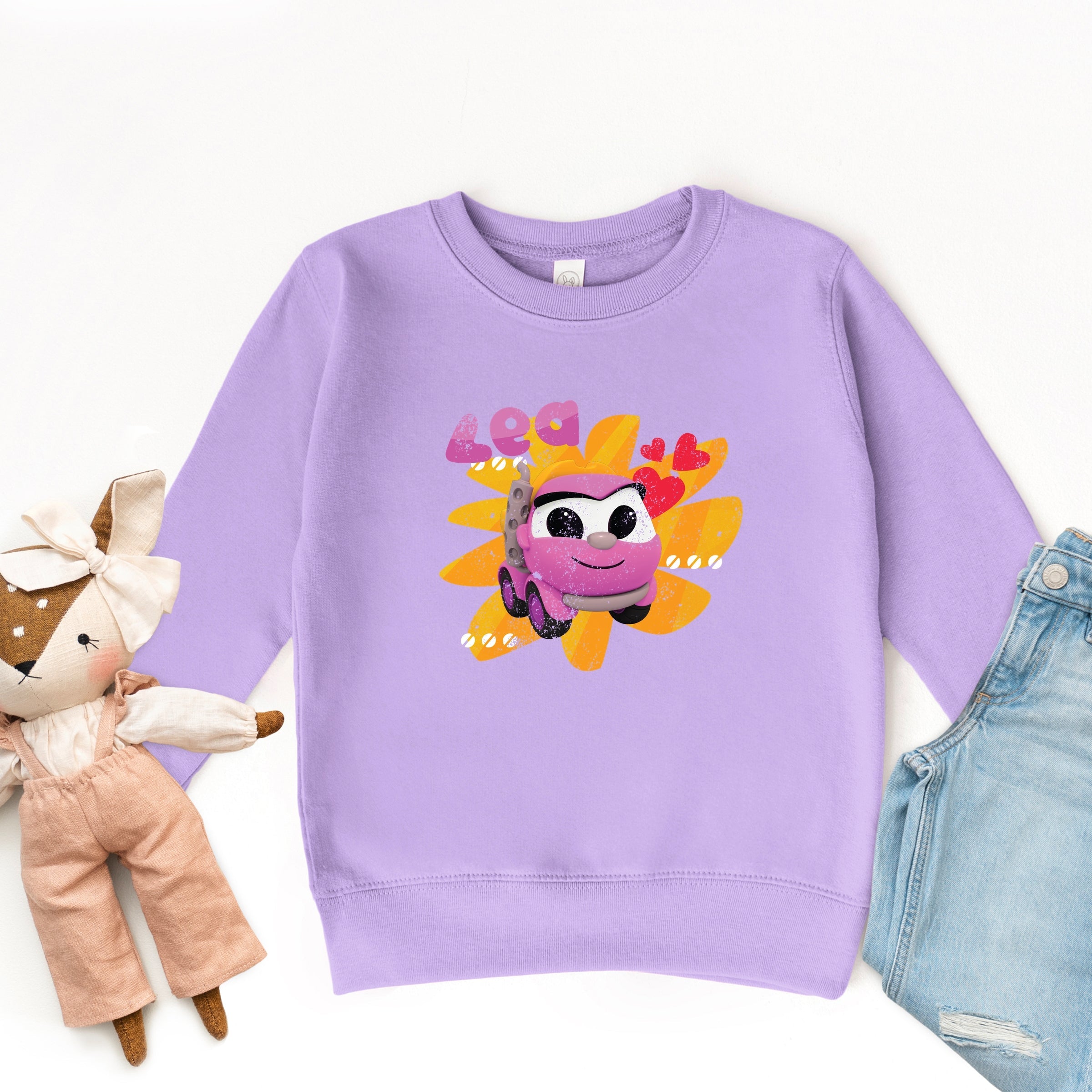 Leo the Truck Lea Name Distressed - Kids Toddler Graphic Sweatshirt