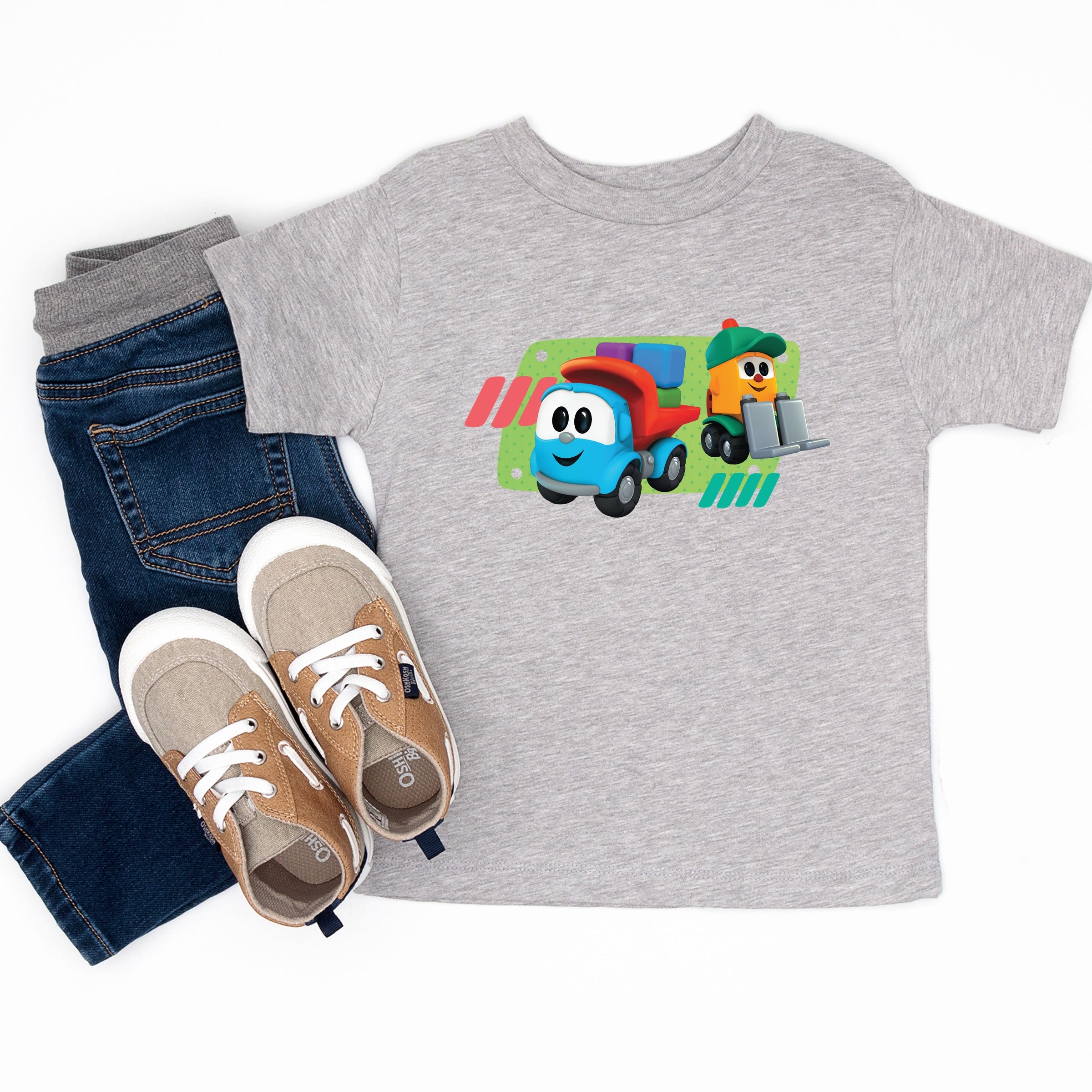Leo the Truck Leo and Lifty Green - Toddler Short Sleeve Graphic T-Shirt