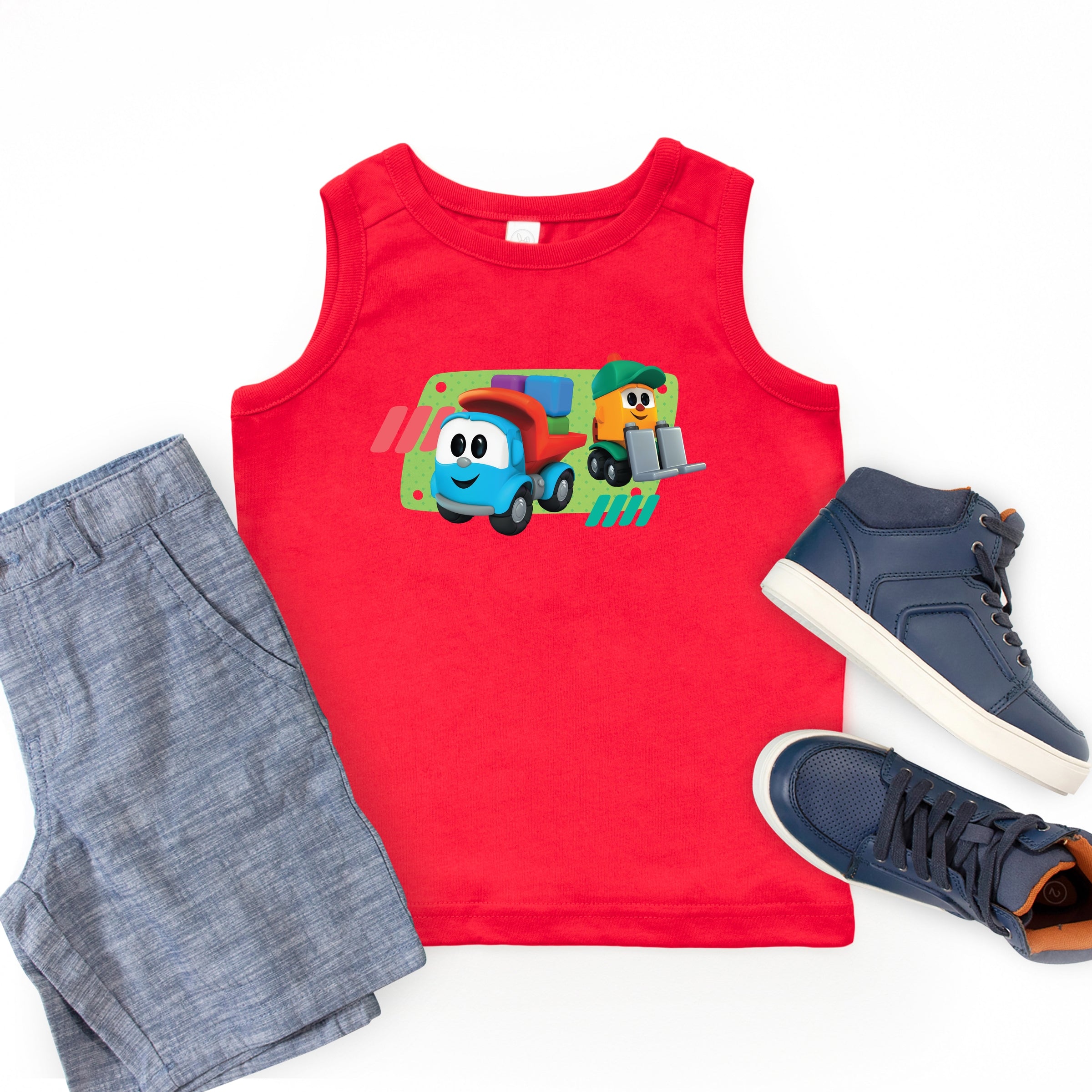 Leo the Truck Leo and Lifty Green - Kids Youth Tank Top