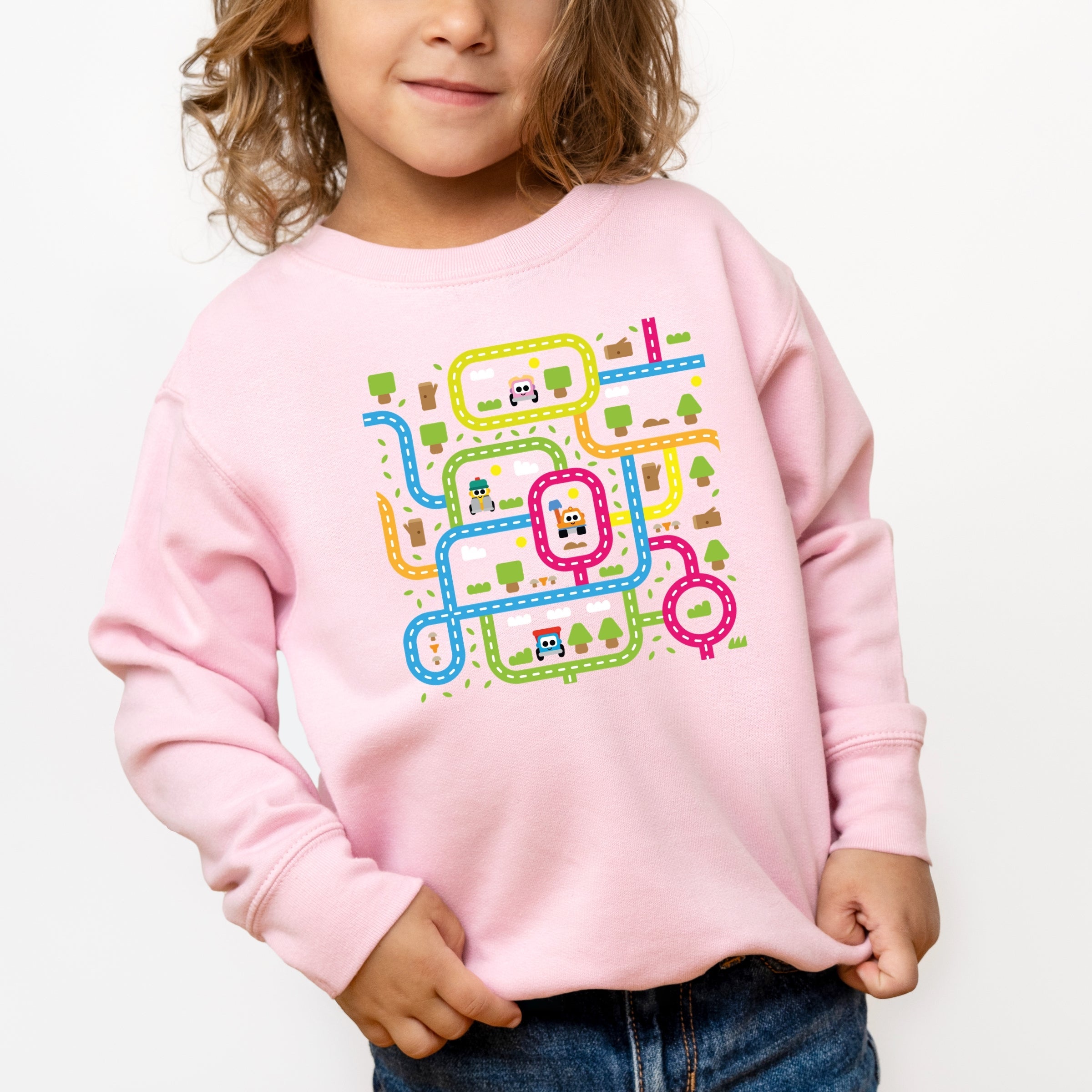 Leo The Truck Colorful Roads - Kids Toddler Graphic Sweatshirt
