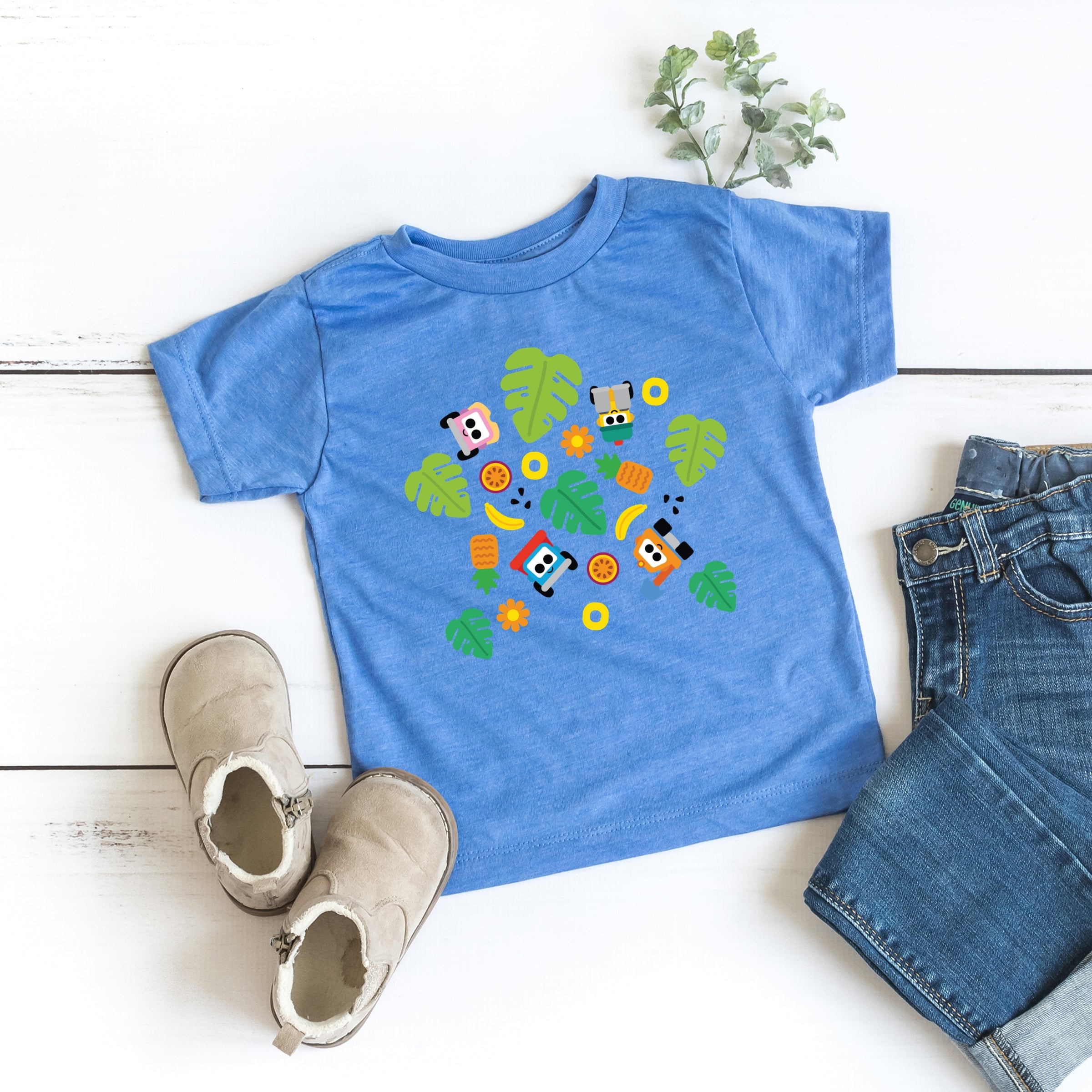 Leo the Truck Palm Leaves  - Toddler Short Sleeve Graphic T-Shirt