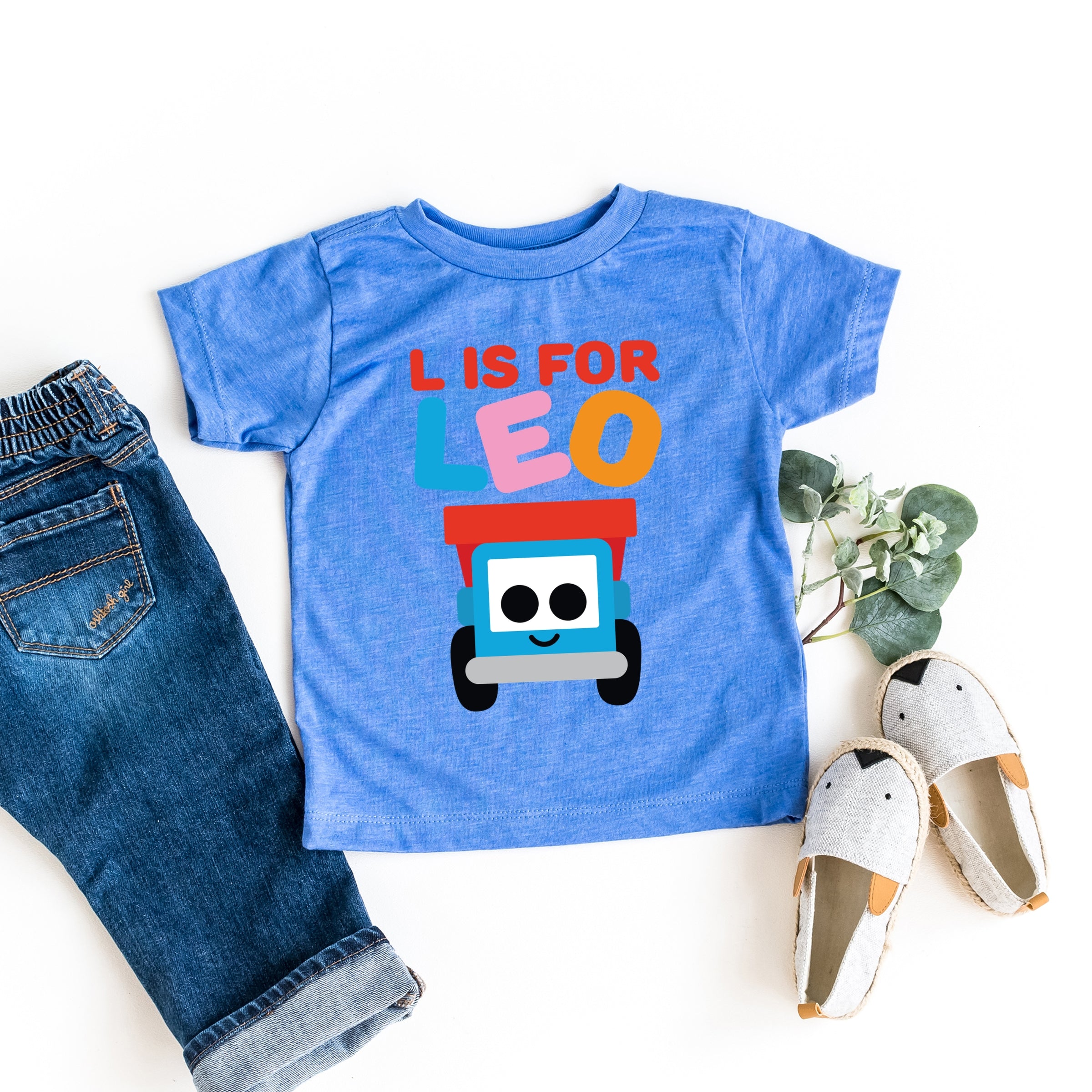 Leo the Truck L is for Leo  - Toddler Short Sleeve Graphic T-Shirt