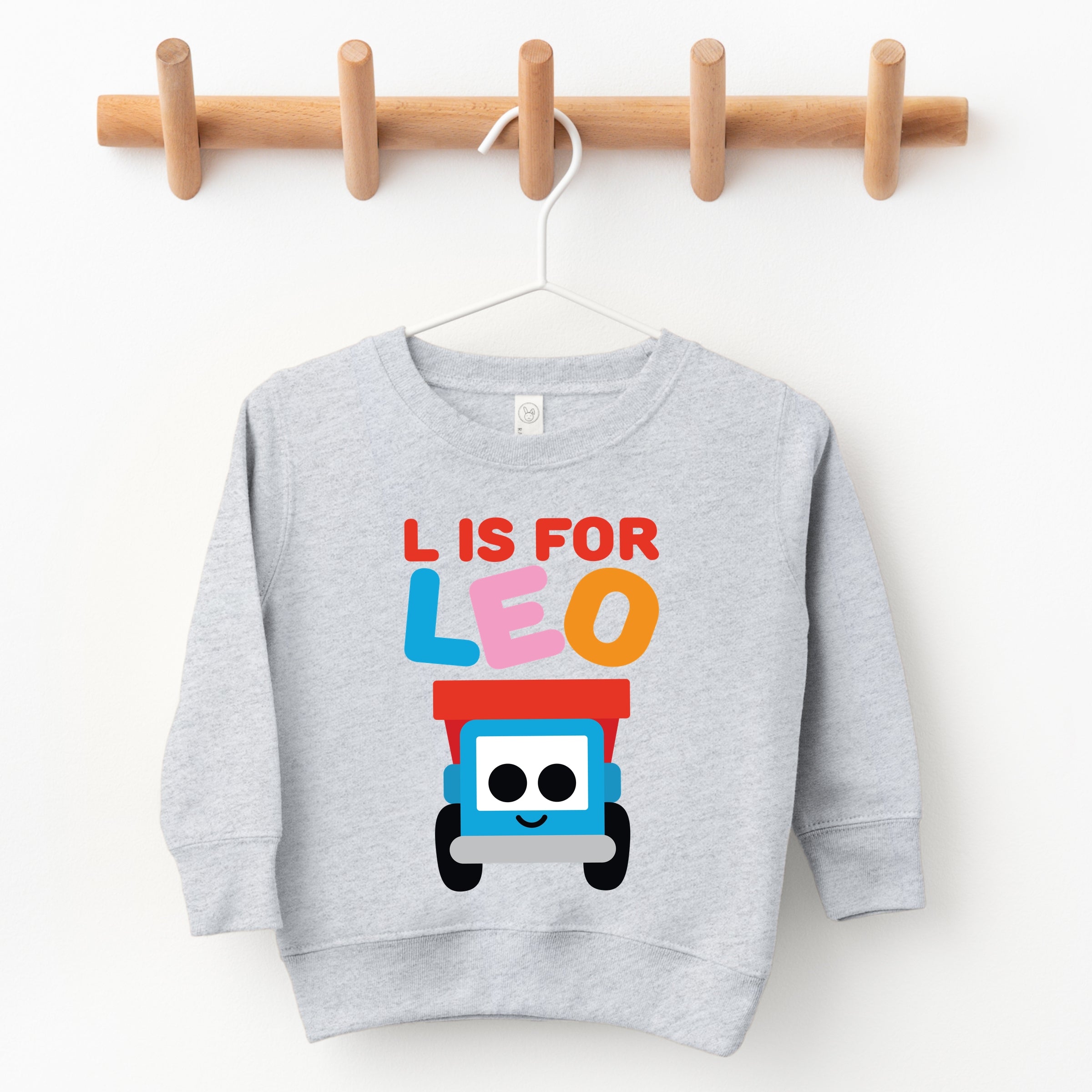 Leo the Truck L is for Leo  - Toddler Graphic Sweatshirt