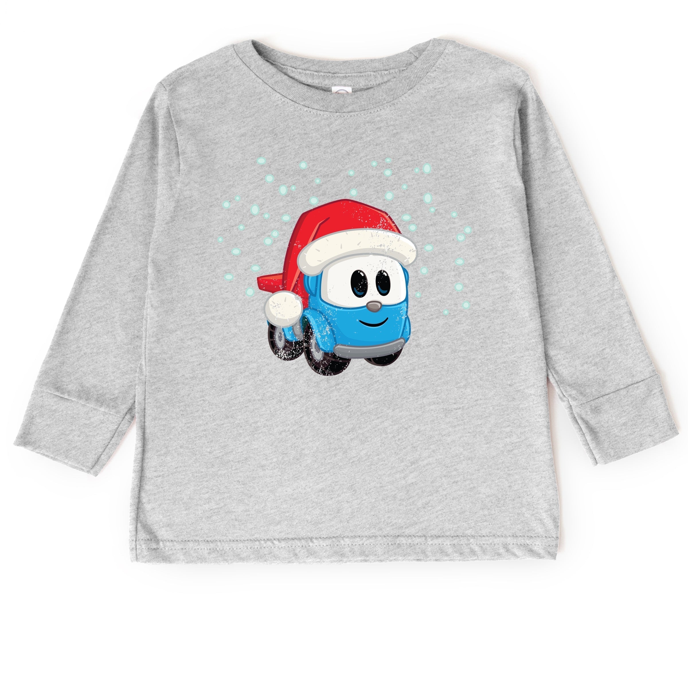 Leo the Truck Santa Hat Snow - Toddler Long Sleeve Graphic Tee