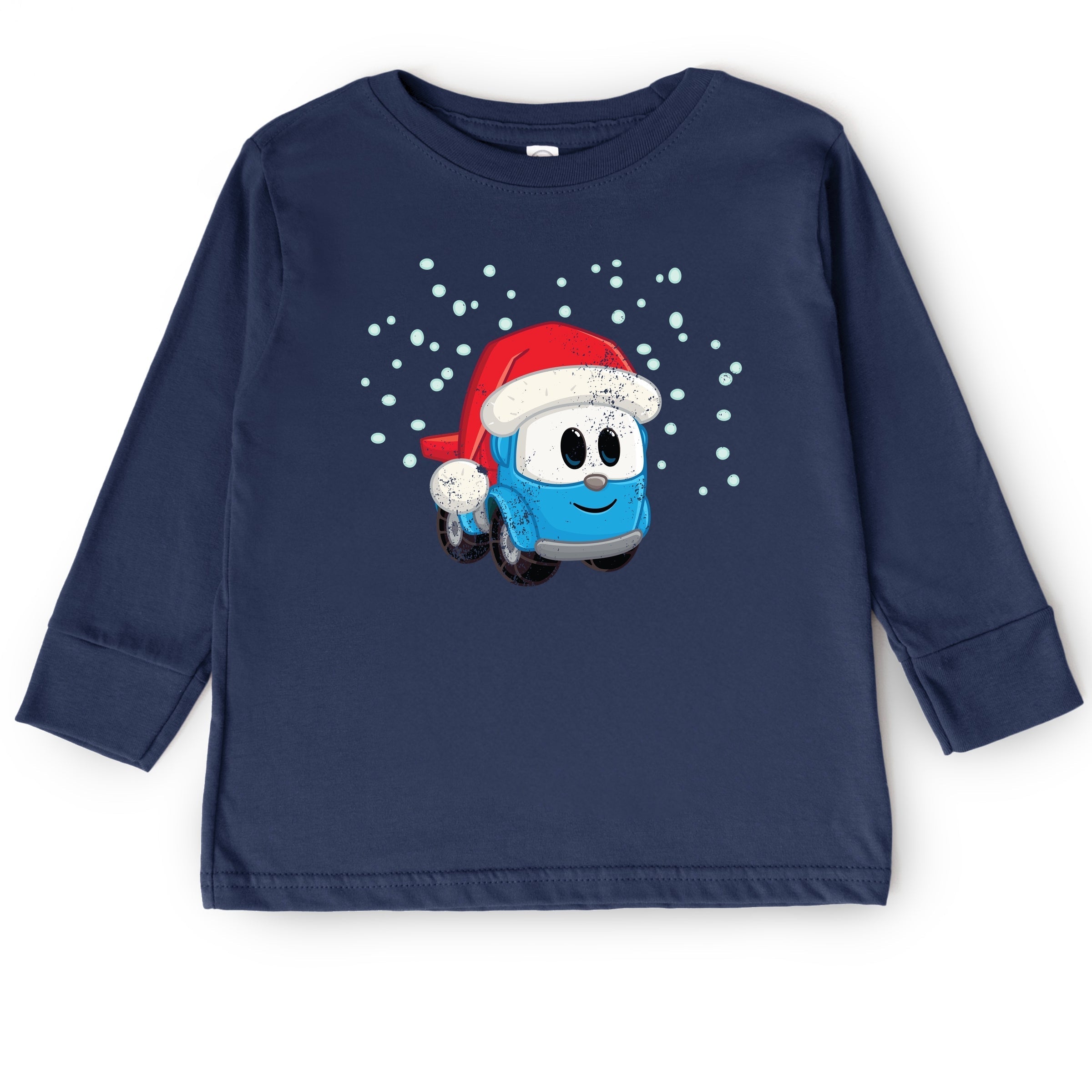 Leo the Truck Santa Hat Snow - Toddler Long Sleeve Graphic Tee
