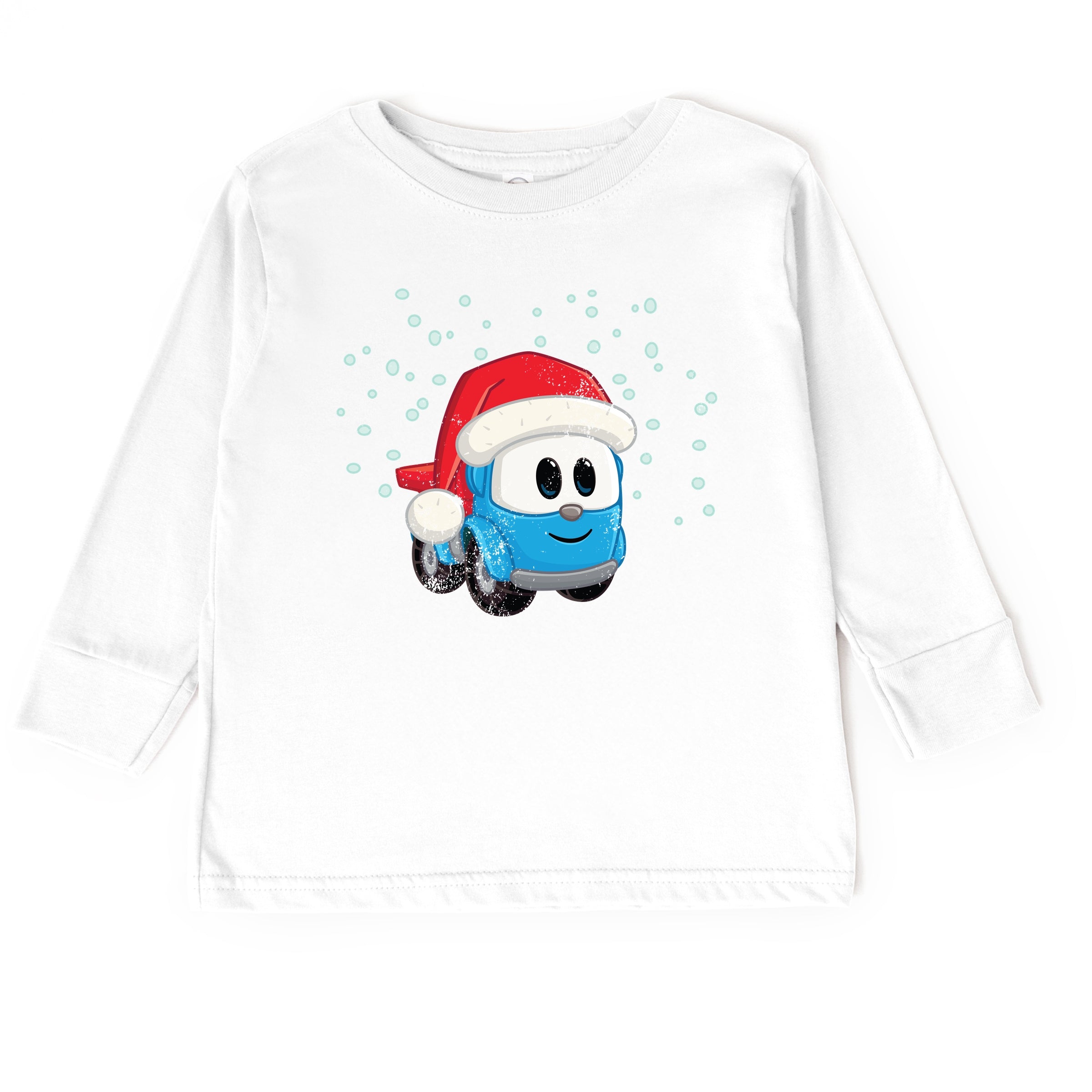 Leo the Truck Santa Hat Snow - Toddler Long Sleeve Graphic Tee