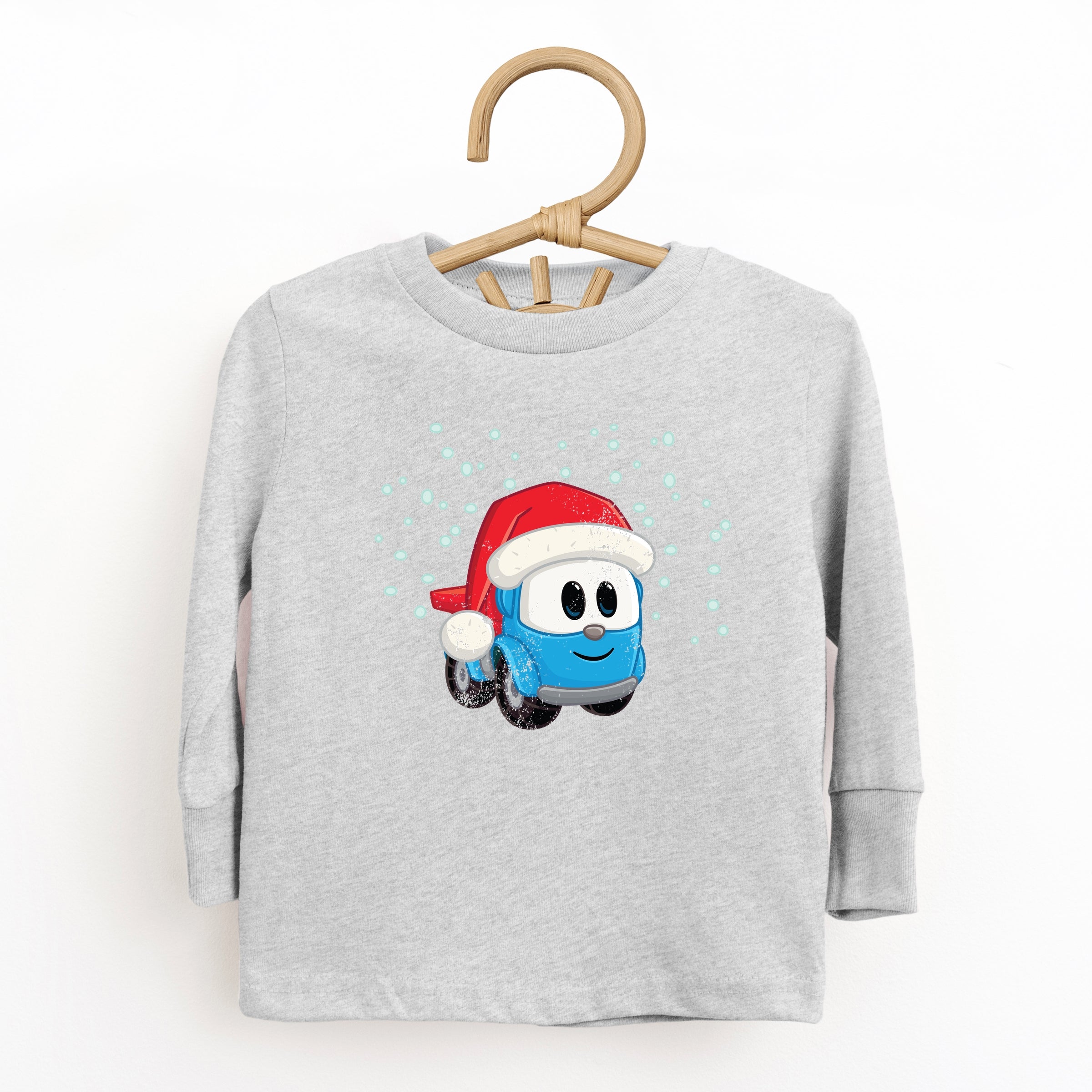 Leo the Truck Santa Hat Snow - Toddler Long Sleeve Graphic Tee
