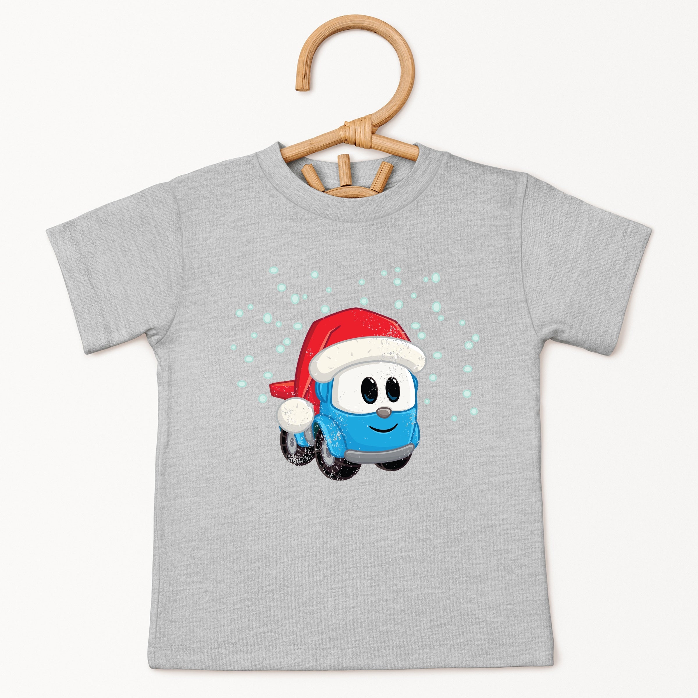 Leo the Truck Santa Hat Snow - Toddler Short Sleeve Graphic T-Shirt