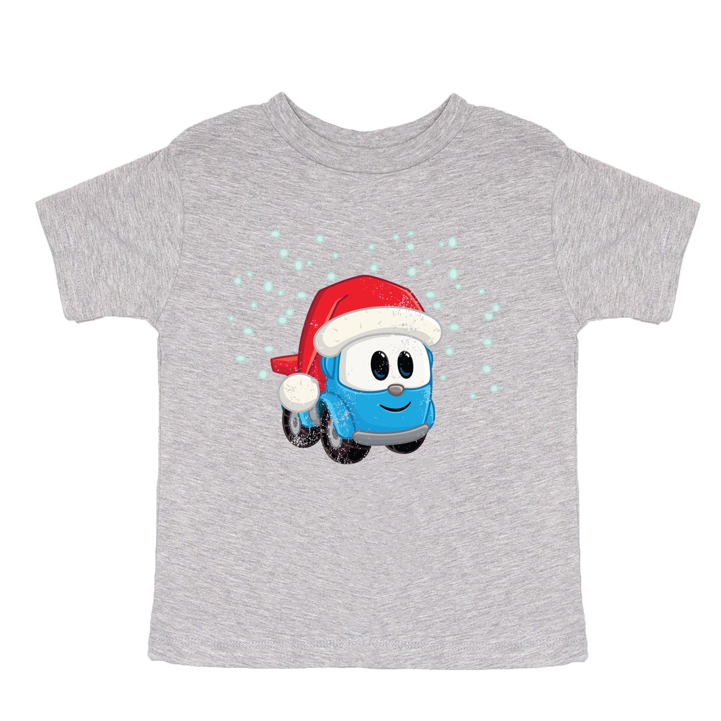 Leo the Truck Santa Hat Snow - Toddler Short Sleeve Graphic T-Shirt