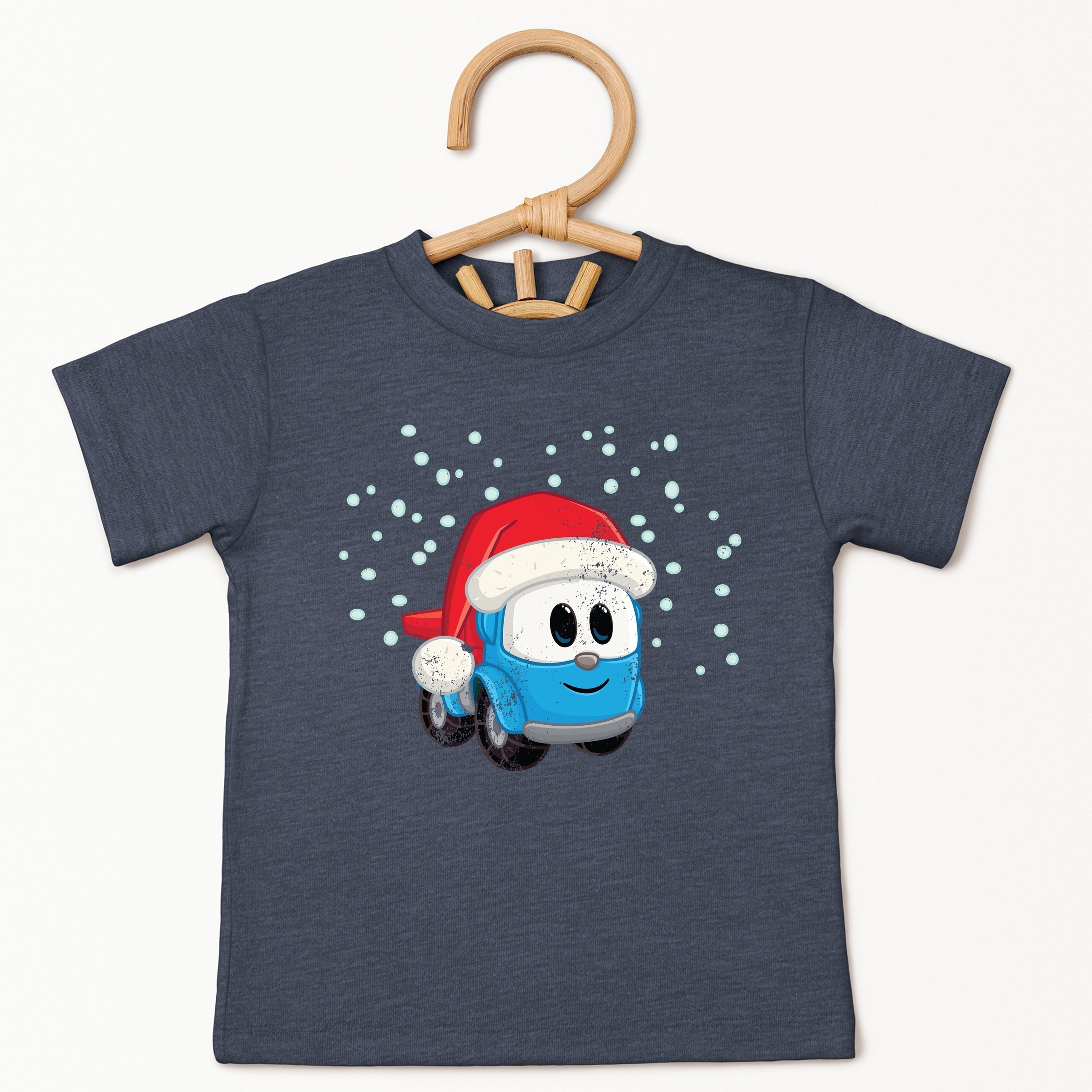 Leo the Truck Santa Hat Snow - Toddler Short Sleeve Graphic T-Shirt
