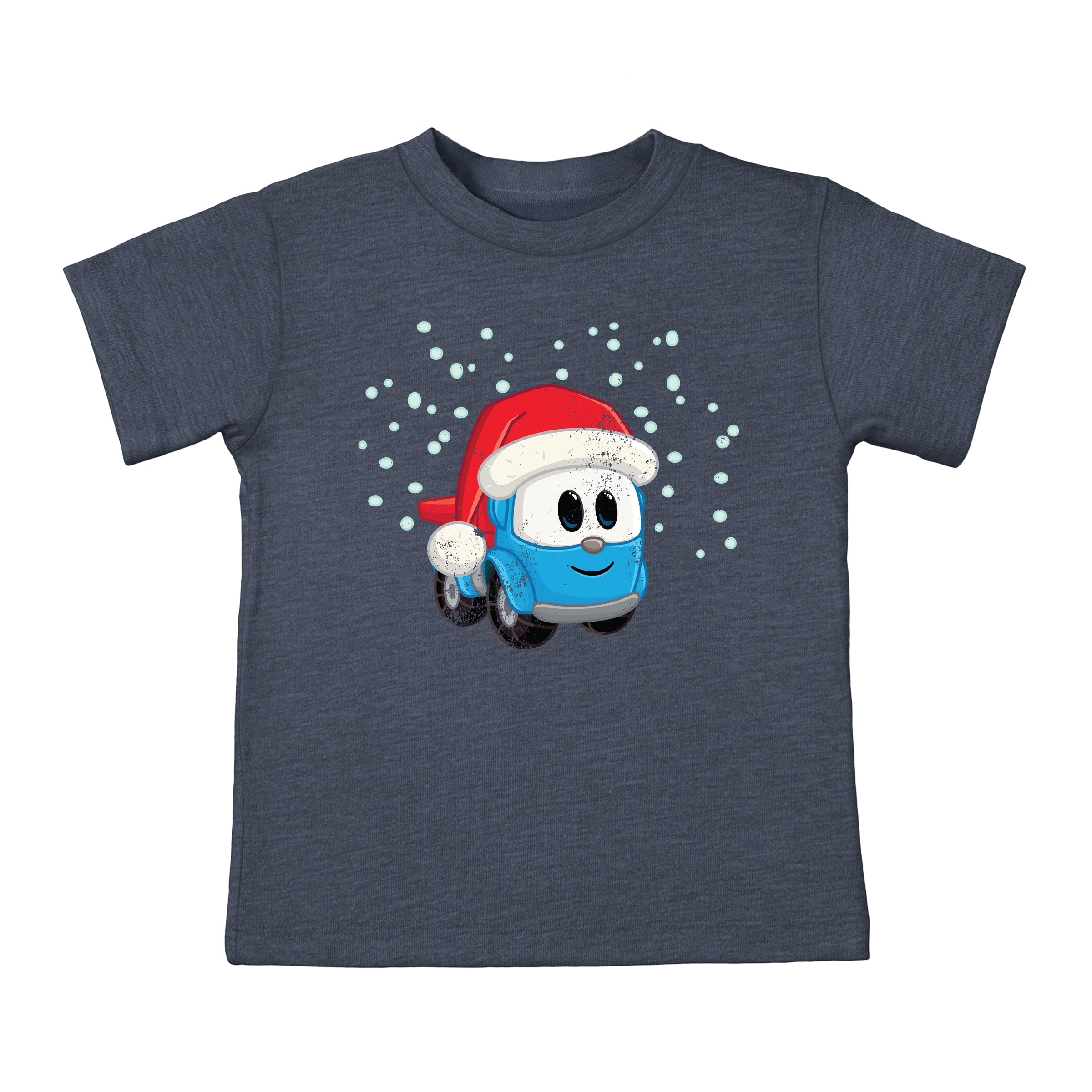 Leo the Truck Santa Hat Snow - Toddler Short Sleeve Graphic T-Shirt