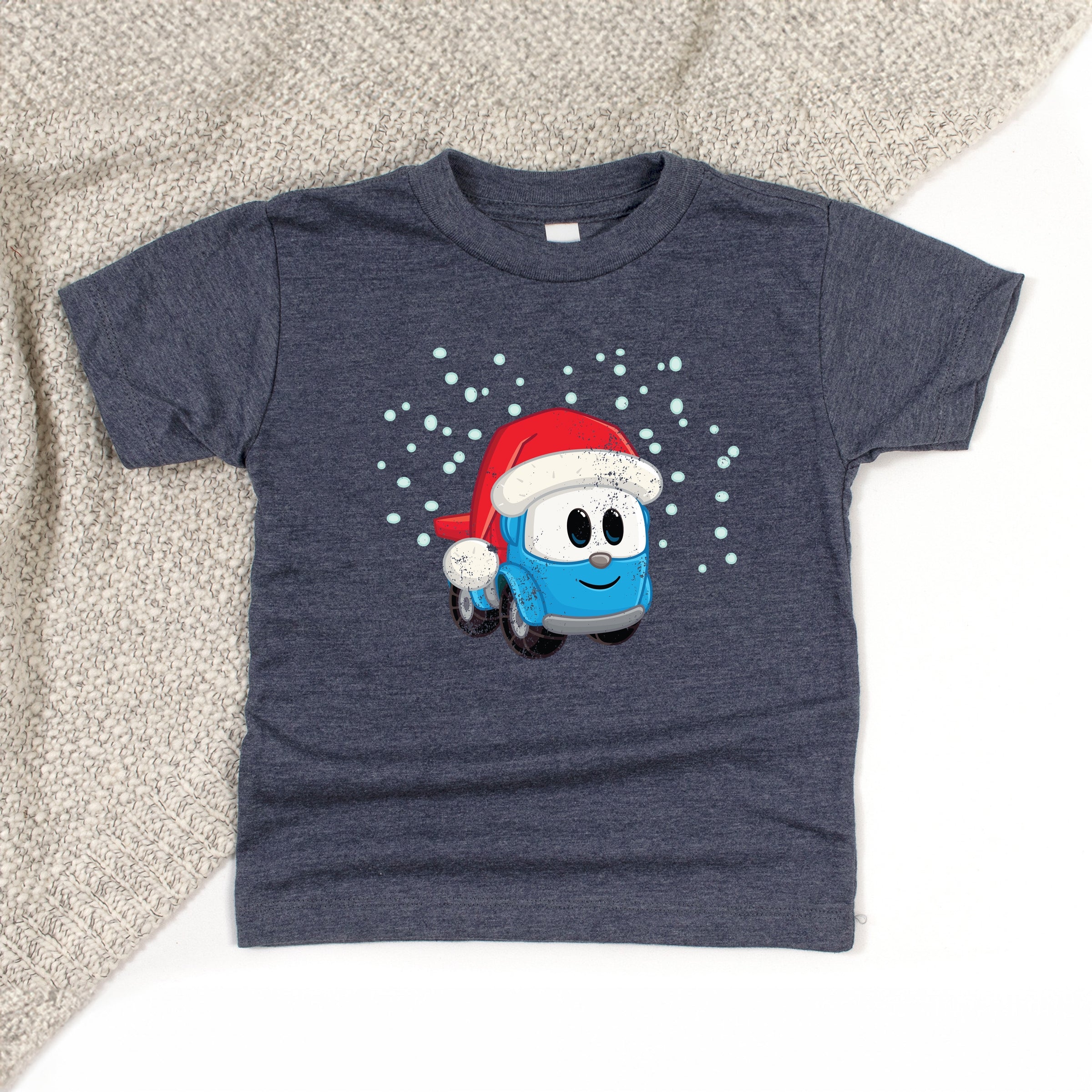 Leo the Truck Santa Hat Snow - Toddler Short Sleeve Graphic T-Shirt