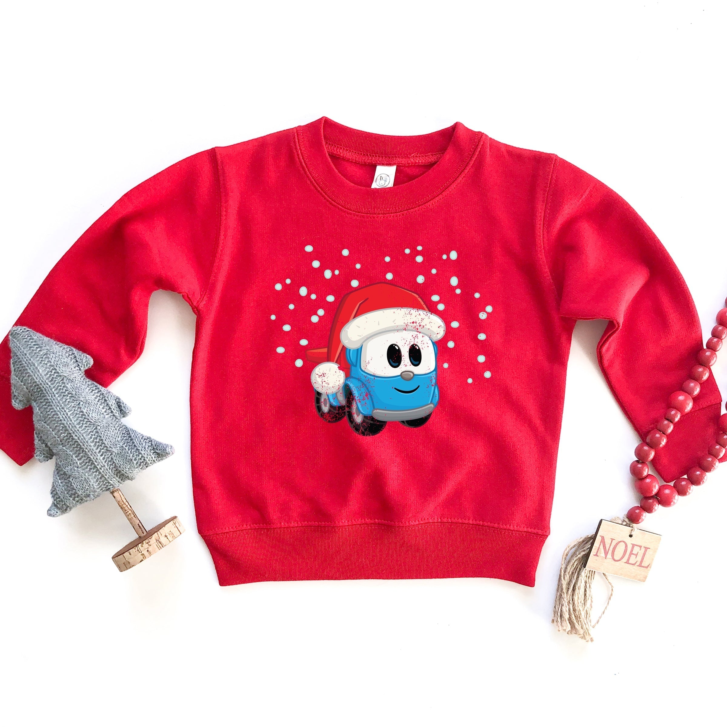 Leo the Truck Santa Hat Snow - Toddler Graphic Sweatshirt