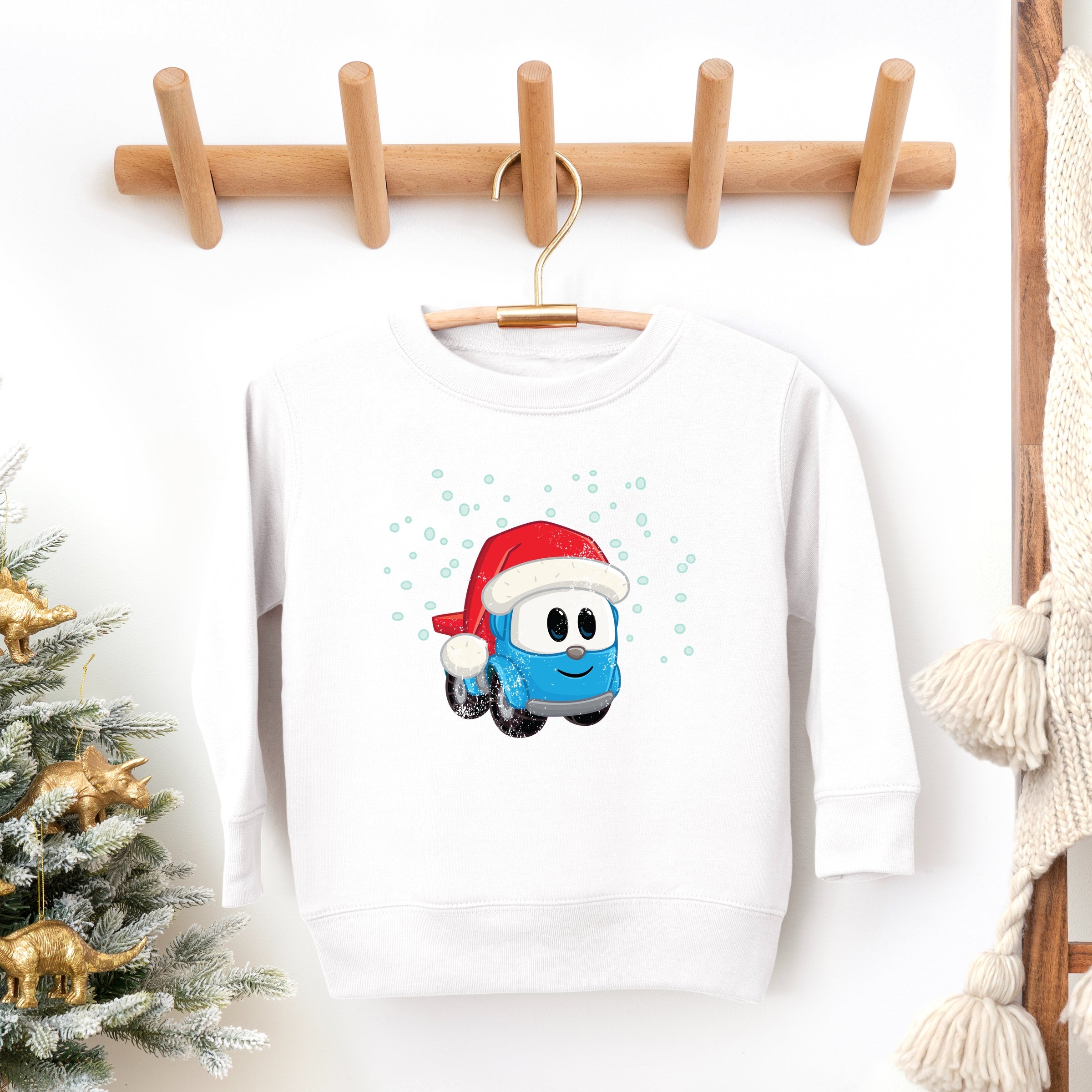 Leo the Truck Santa Hat Snow - Toddler Graphic Sweatshirt
