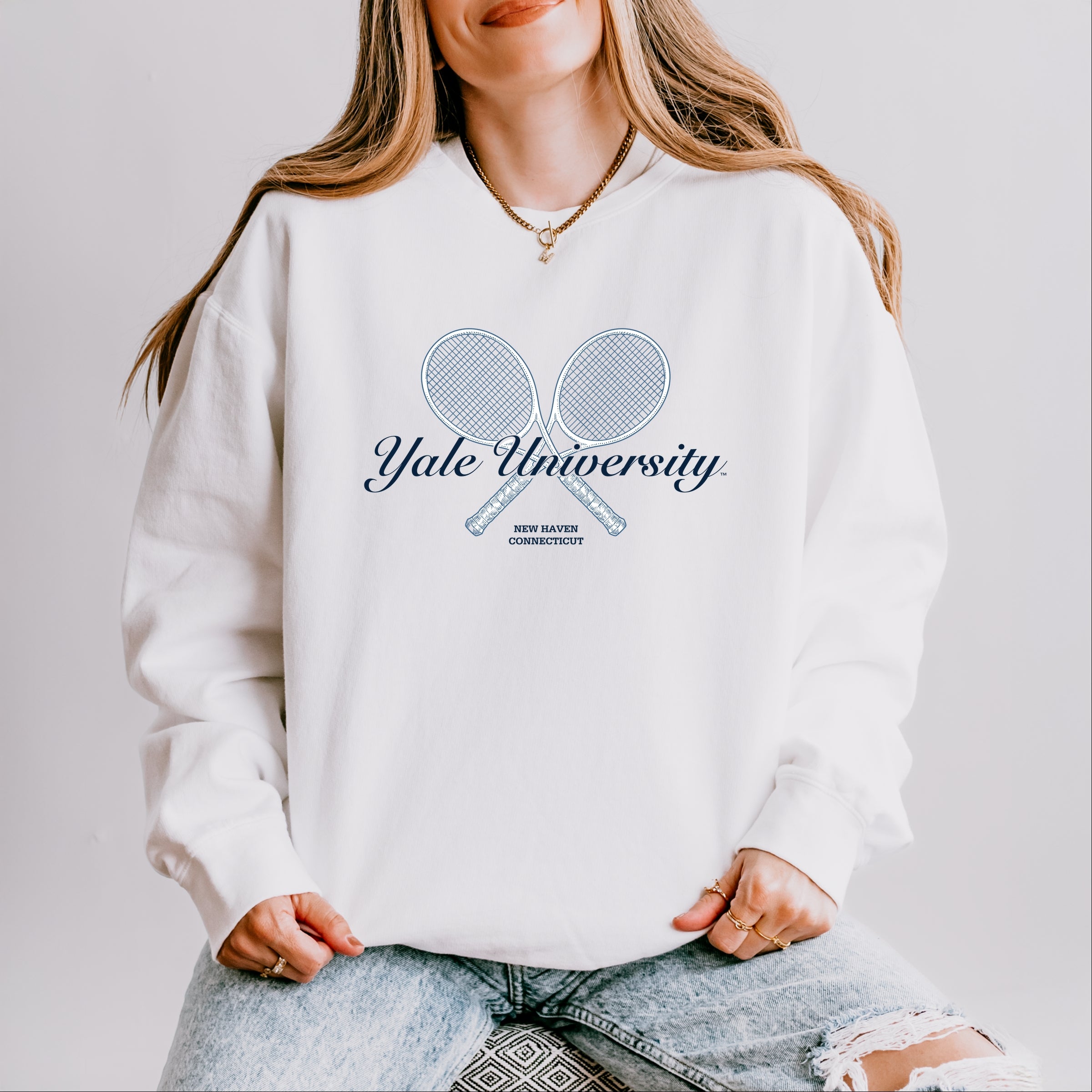 Yale University Tennis Rackets - Women's Lightweight Garment Dyed Sweatshirt