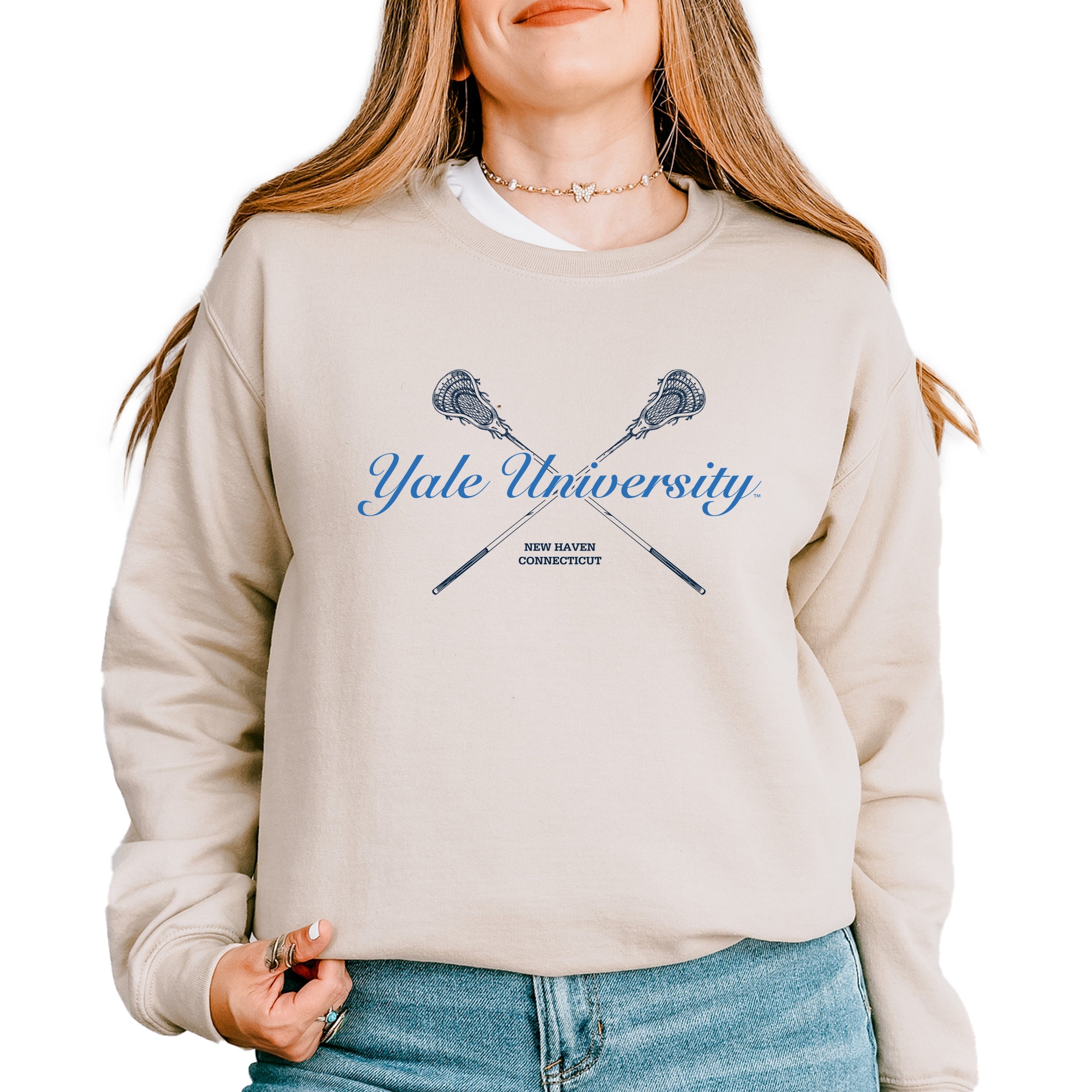 Yale University Lacrosse Sticks - Women's Graphic Sweatshirt