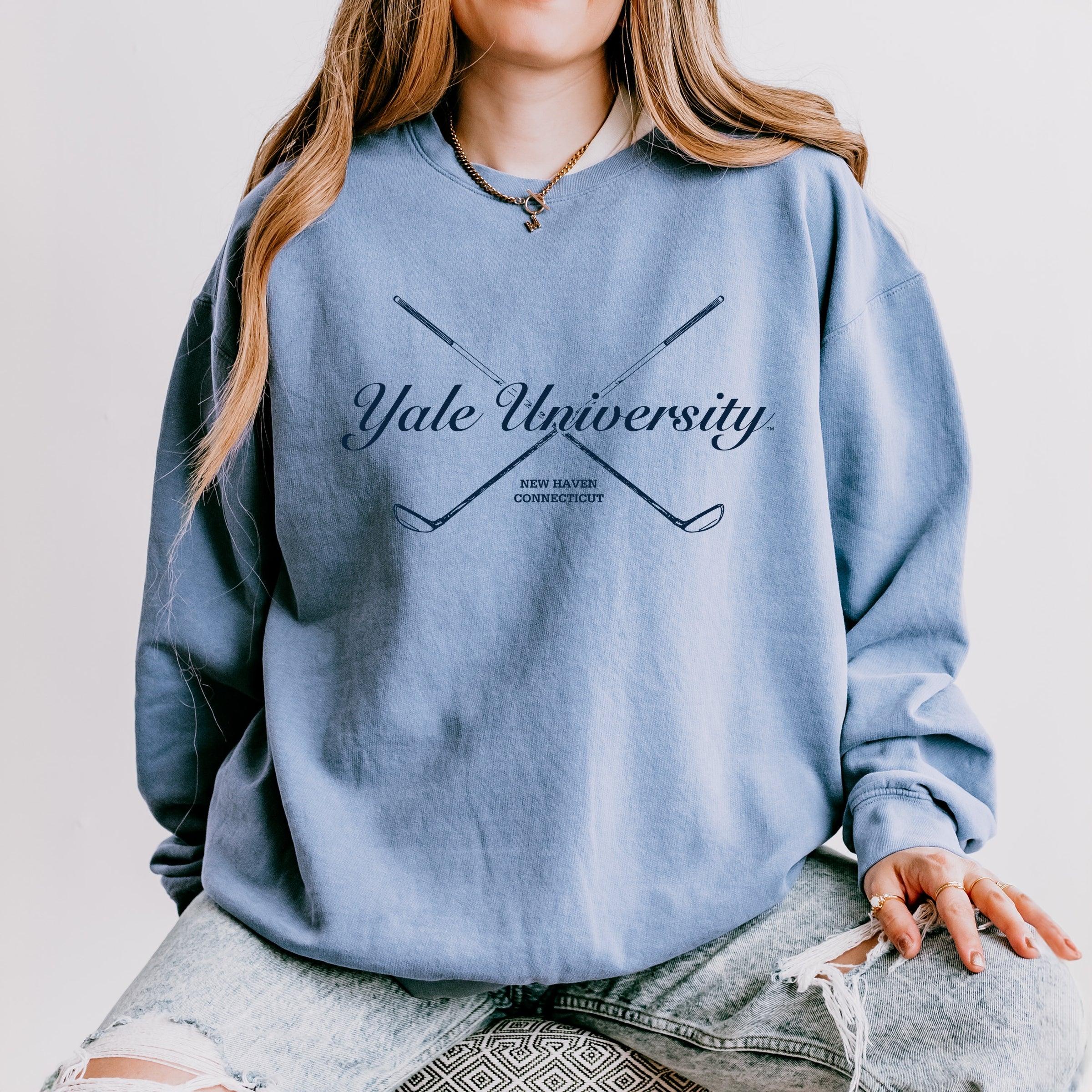 Yale University Golf Clubs - Women's Lightweight Garment Dyed Sweatshirt