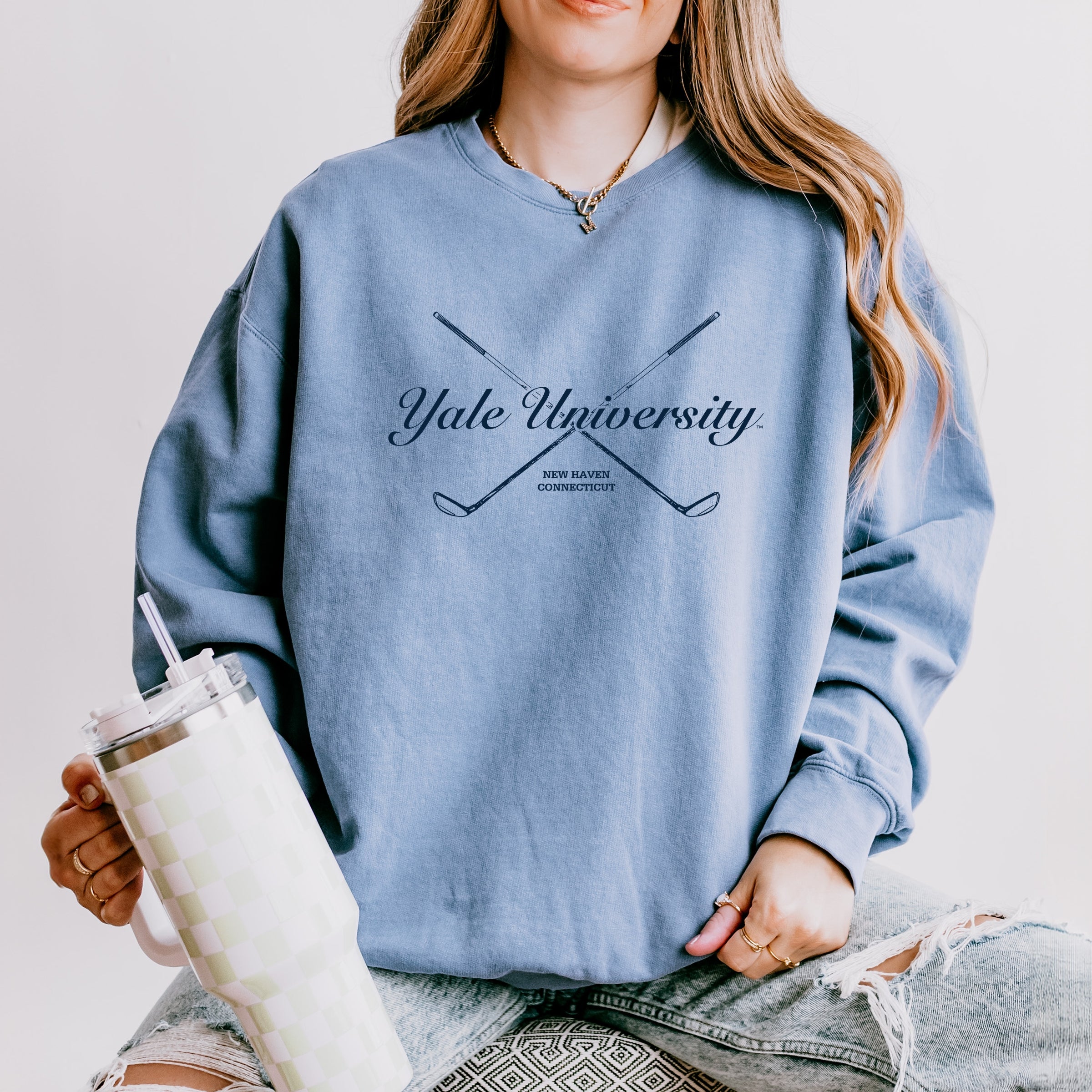 Yale University Golf Clubs - Women's Lightweight Garment Dyed Sweatshirt
