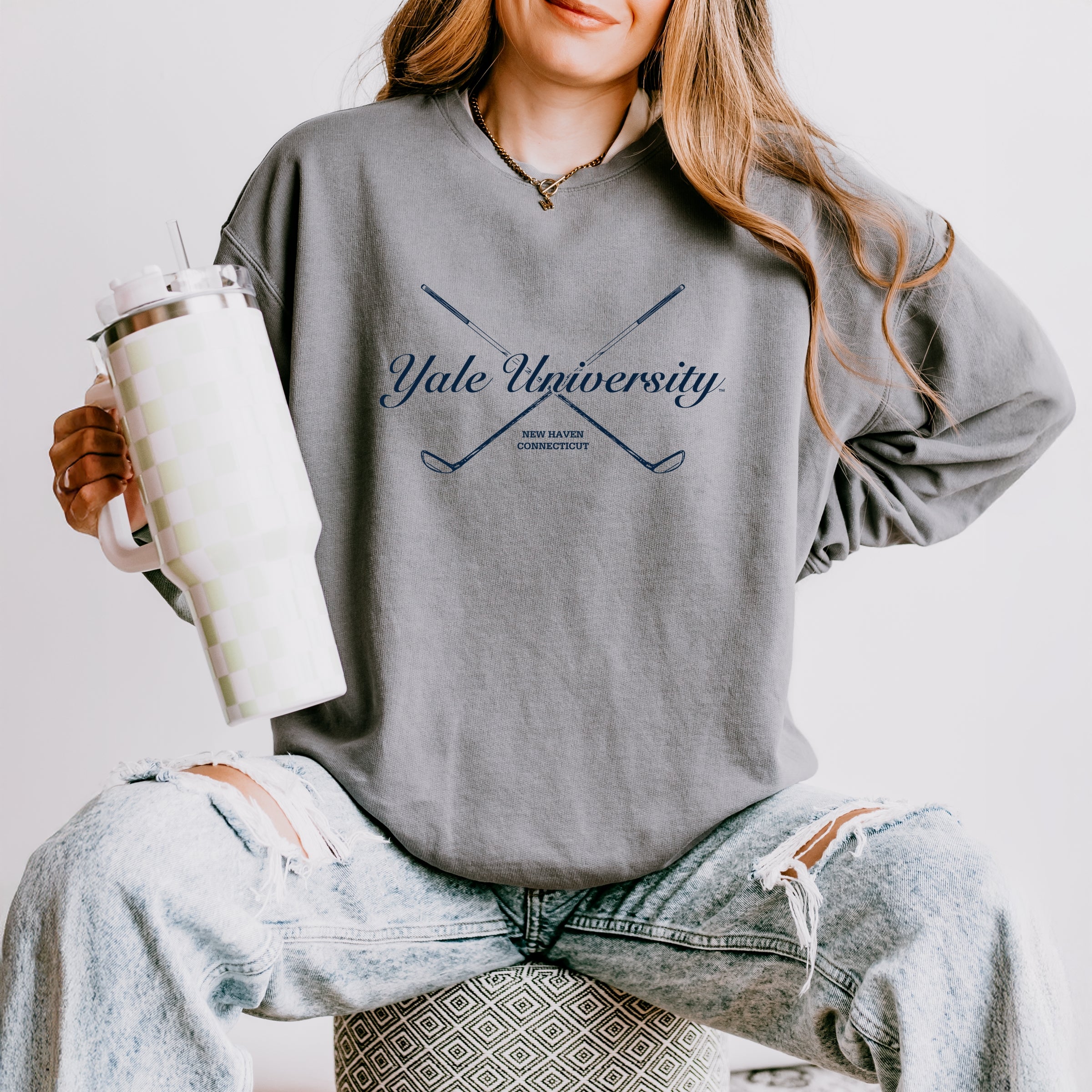 Yale University Golf Clubs - Women's Lightweight Garment Dyed Sweatshirt
