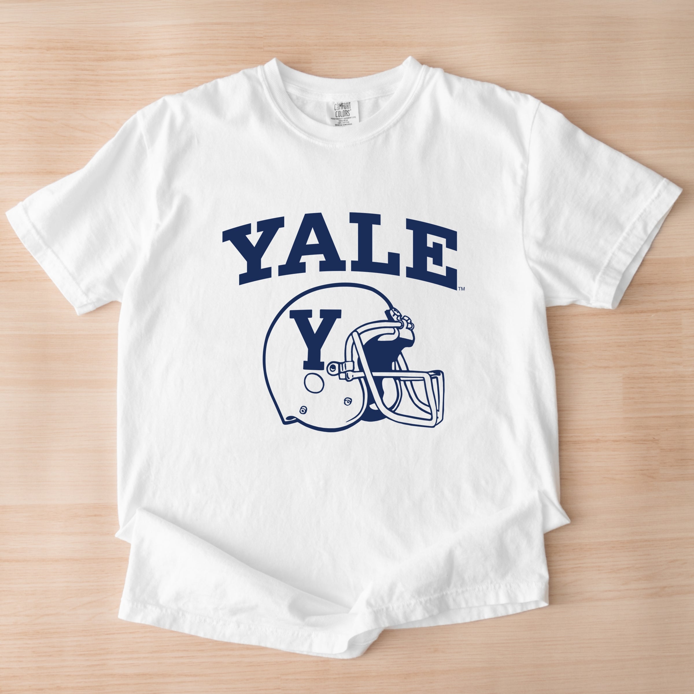 Yale Football Helmet - Women's Garment Dyed Graphic T-Shirt