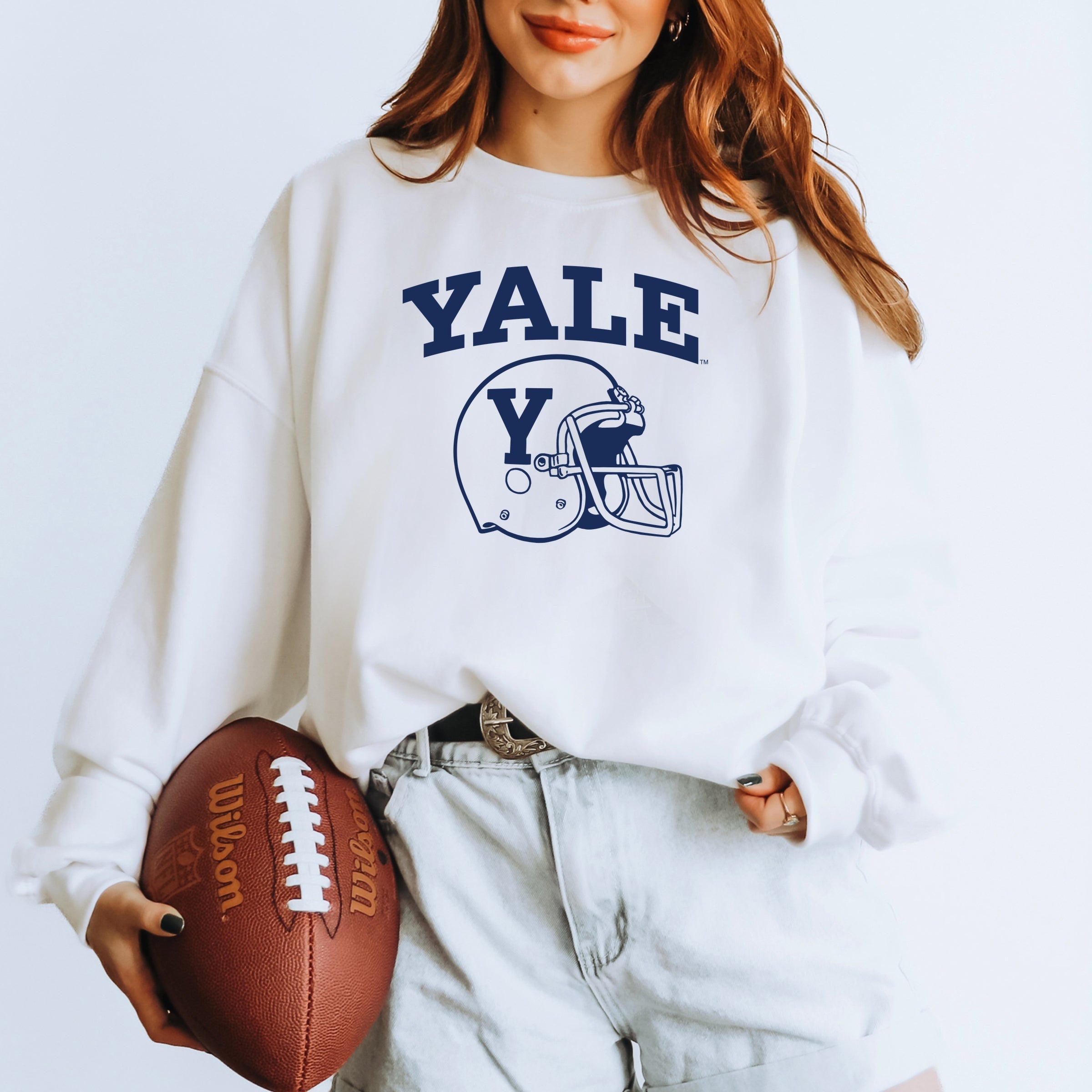 Yale Football Helmet - Women's Graphic Sweatshirt
