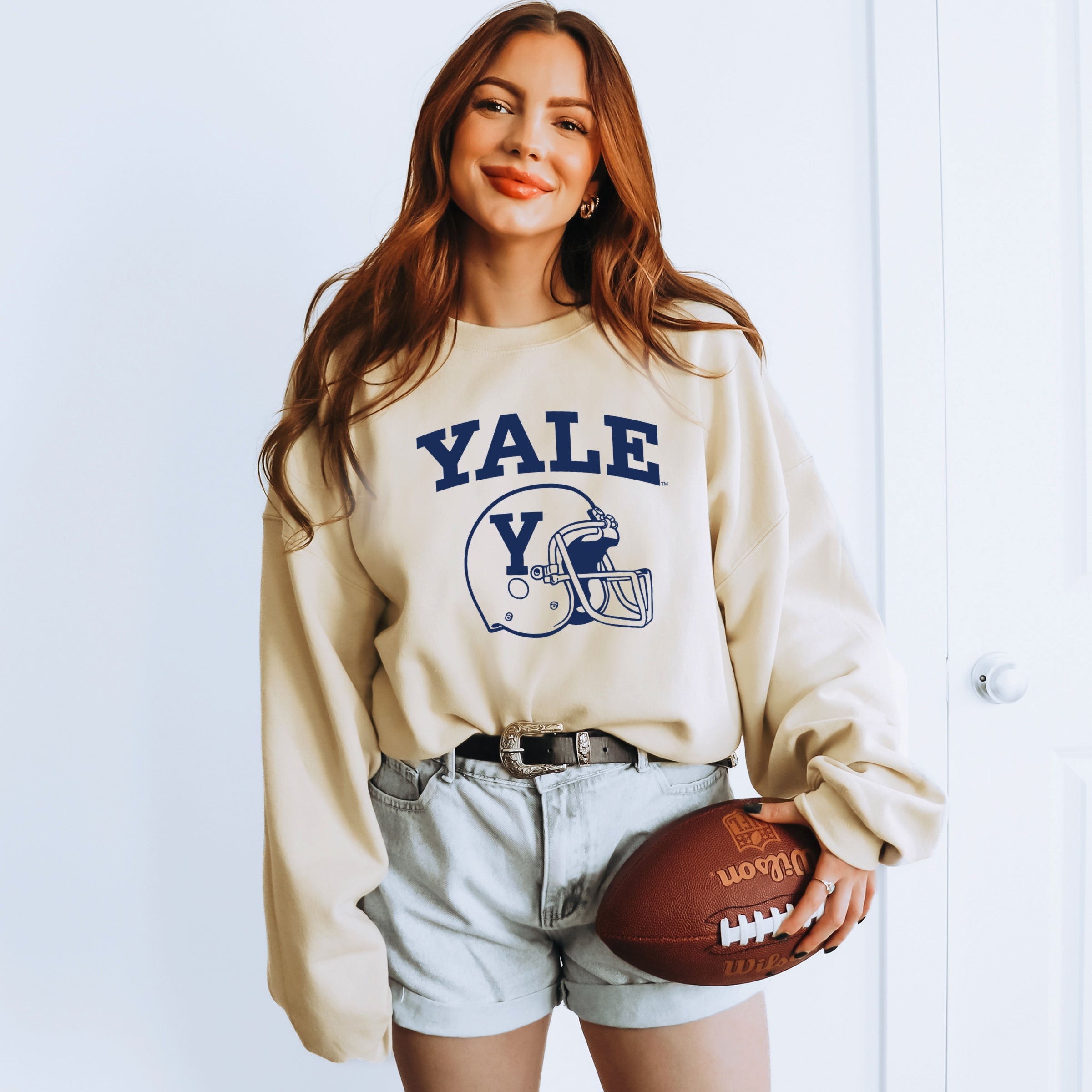 Yale Football Helmet - Women's Graphic Sweatshirt