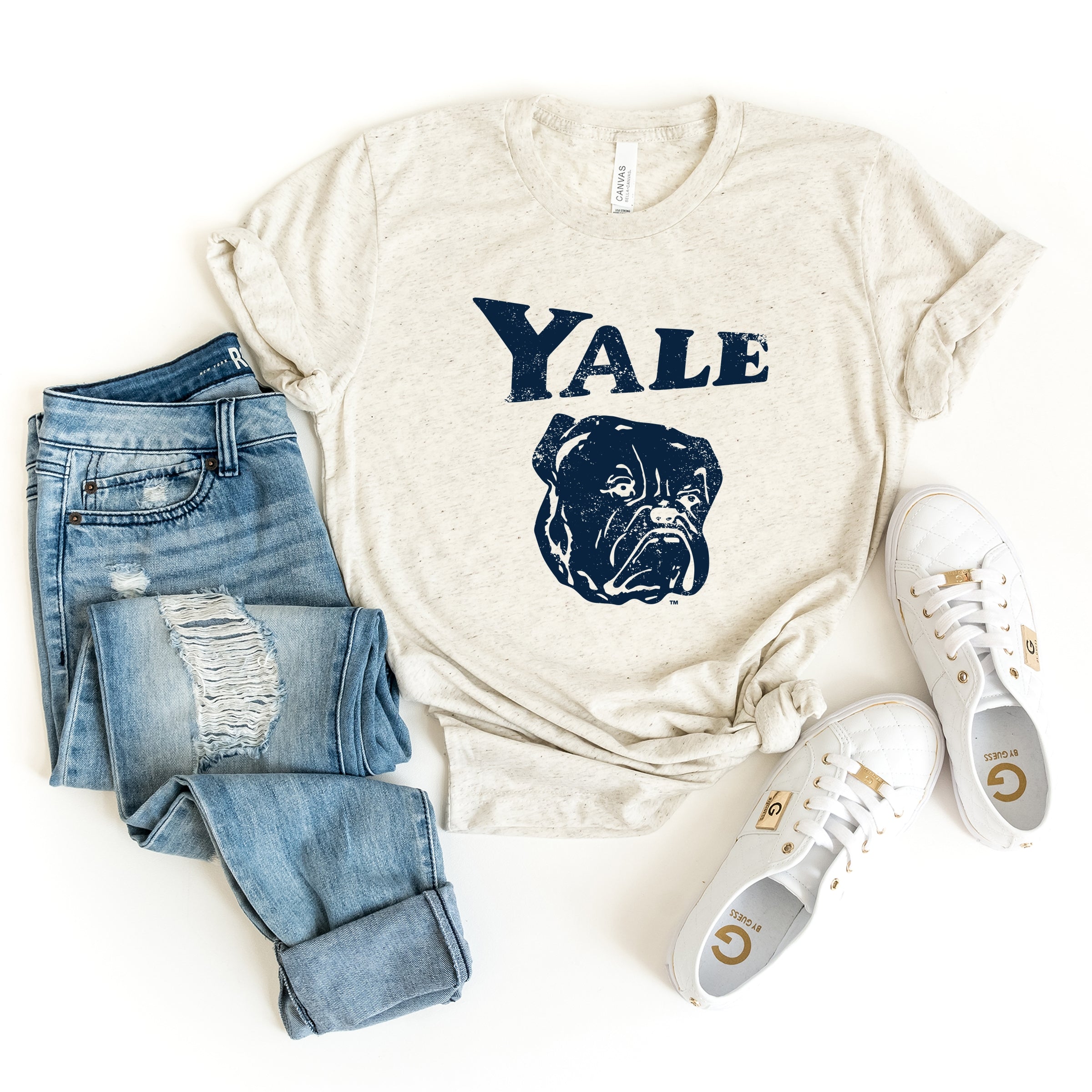 Yale Bulldog Distressed - Women's Short Sleeve Graphic T-Shirt