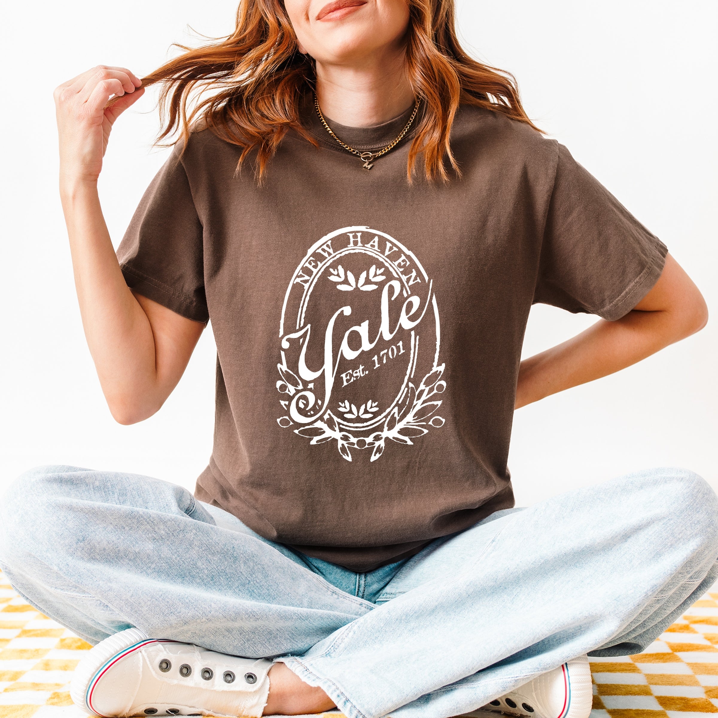 Yale New Haven Oval - Women's Garment Dyed Graphic T-Shirt