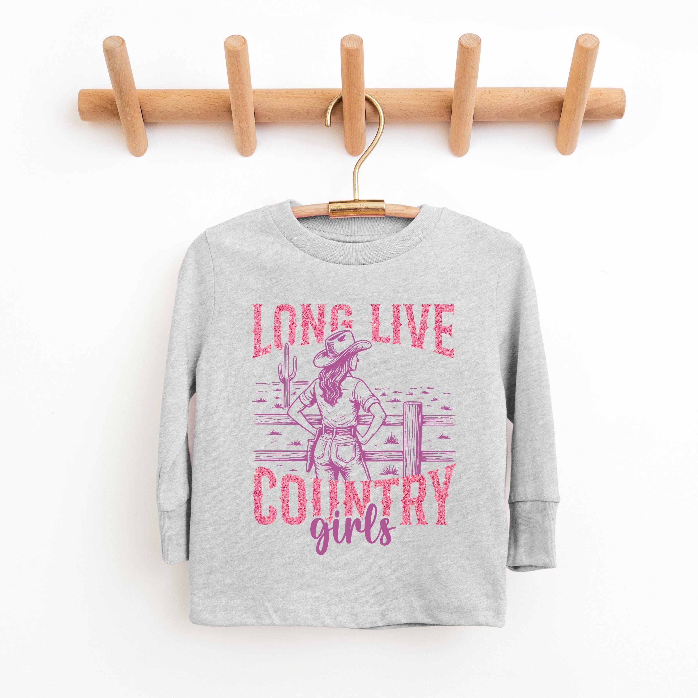 Long Live Country Girls Glitter - Youth Long Sleeve Graphic T-Shirt