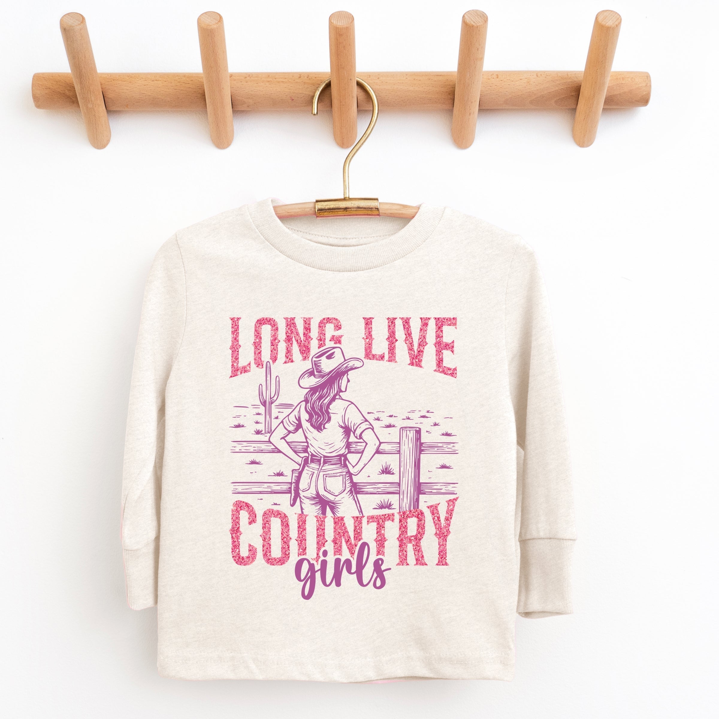 Long Live Country Girls Glitter - Youth Long Sleeve Graphic T-Shirt