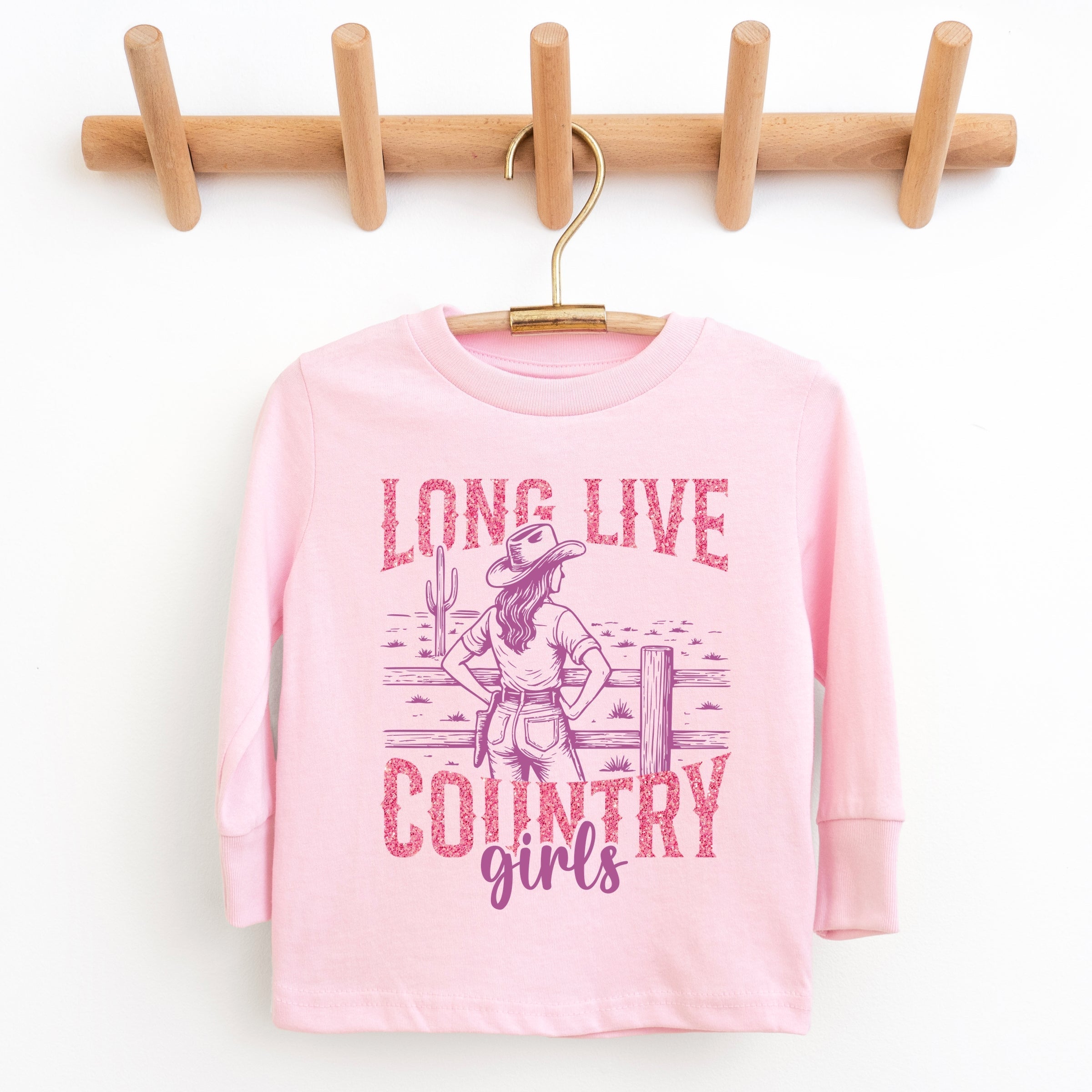 Long Live Country Girls Glitter - Youth Long Sleeve Graphic T-Shirt
