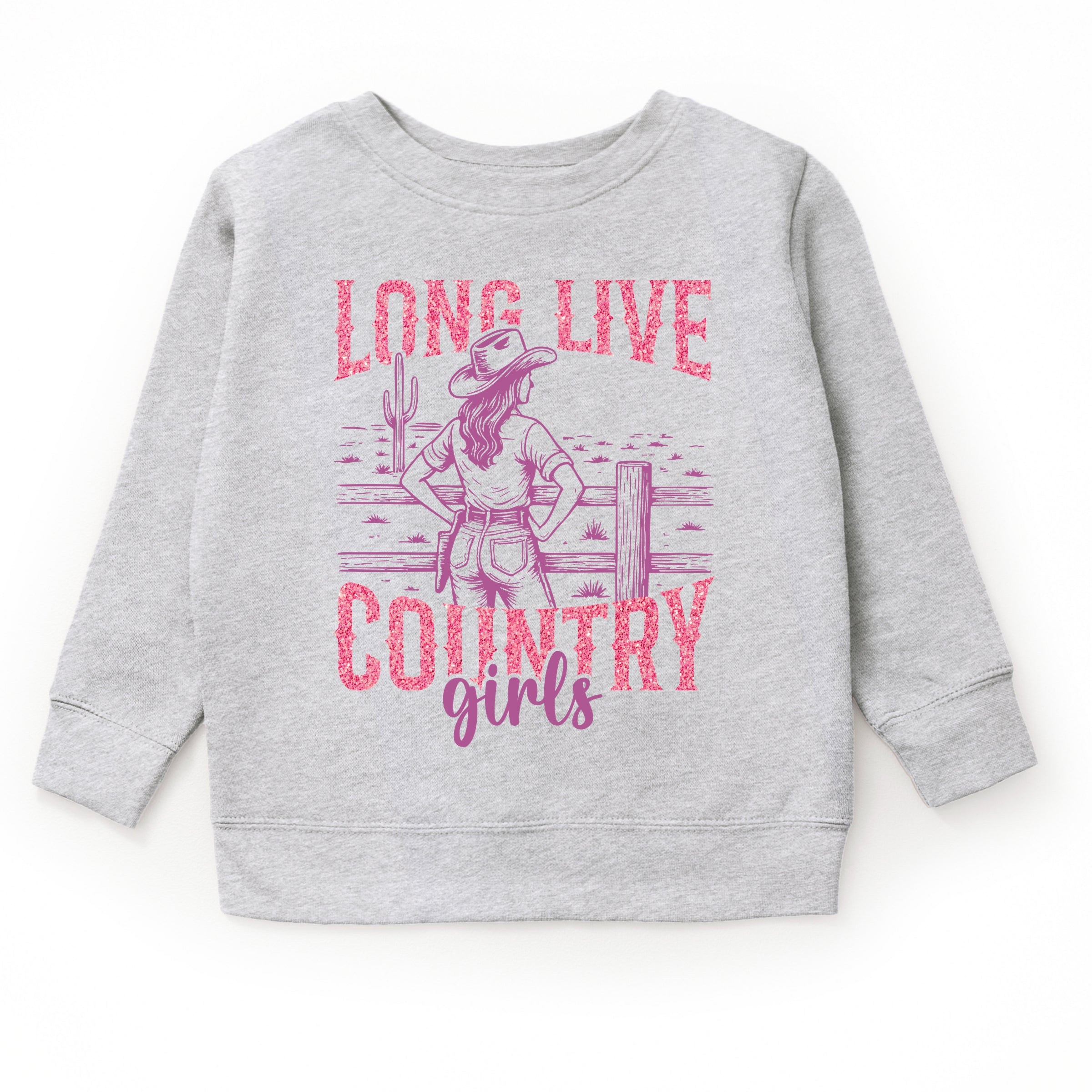 Long Live Country Girls Glitter - Youth Graphic Sweatshirt