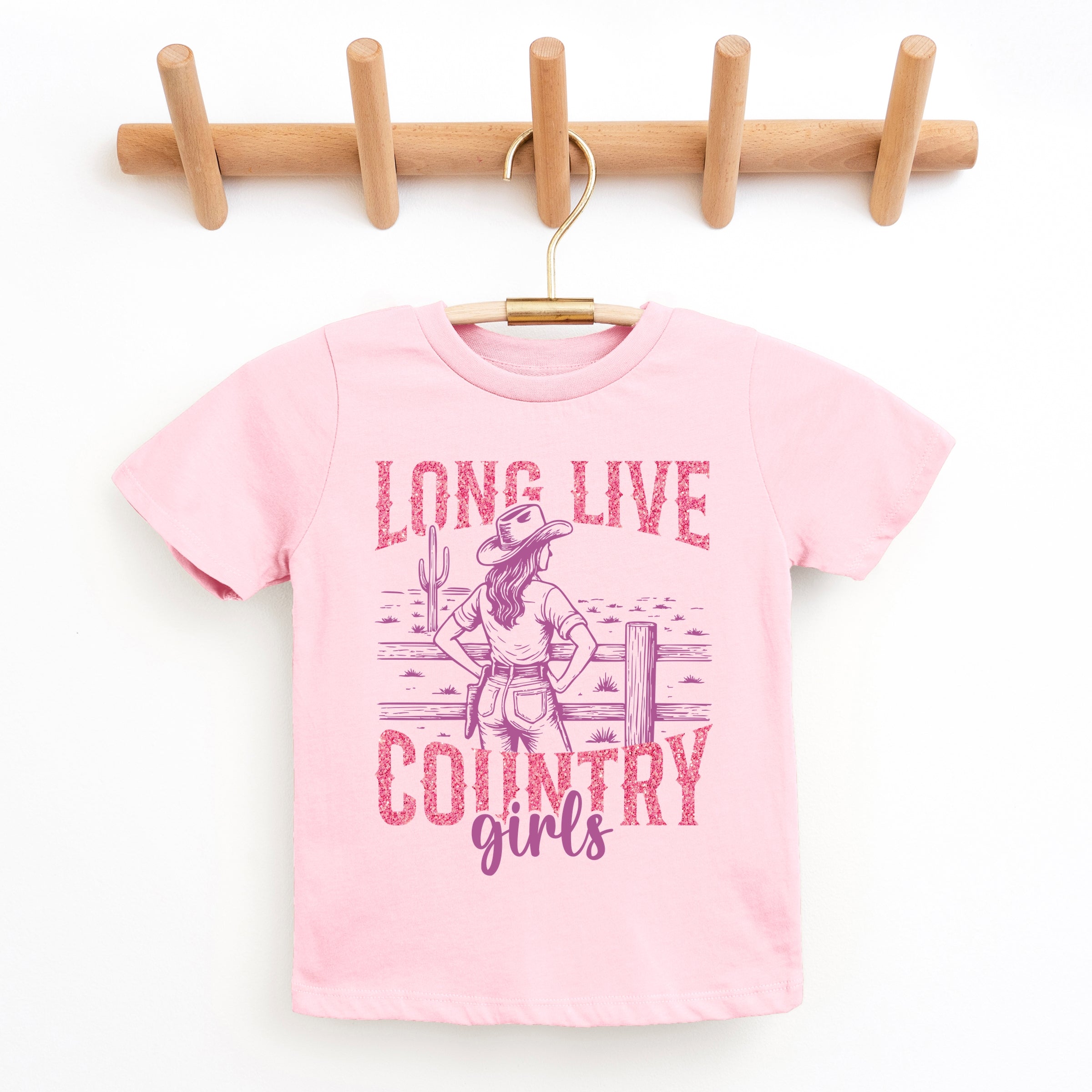 Long Live Country Girls Glitter - Youth Short Sleeve Graphic T-Shirt