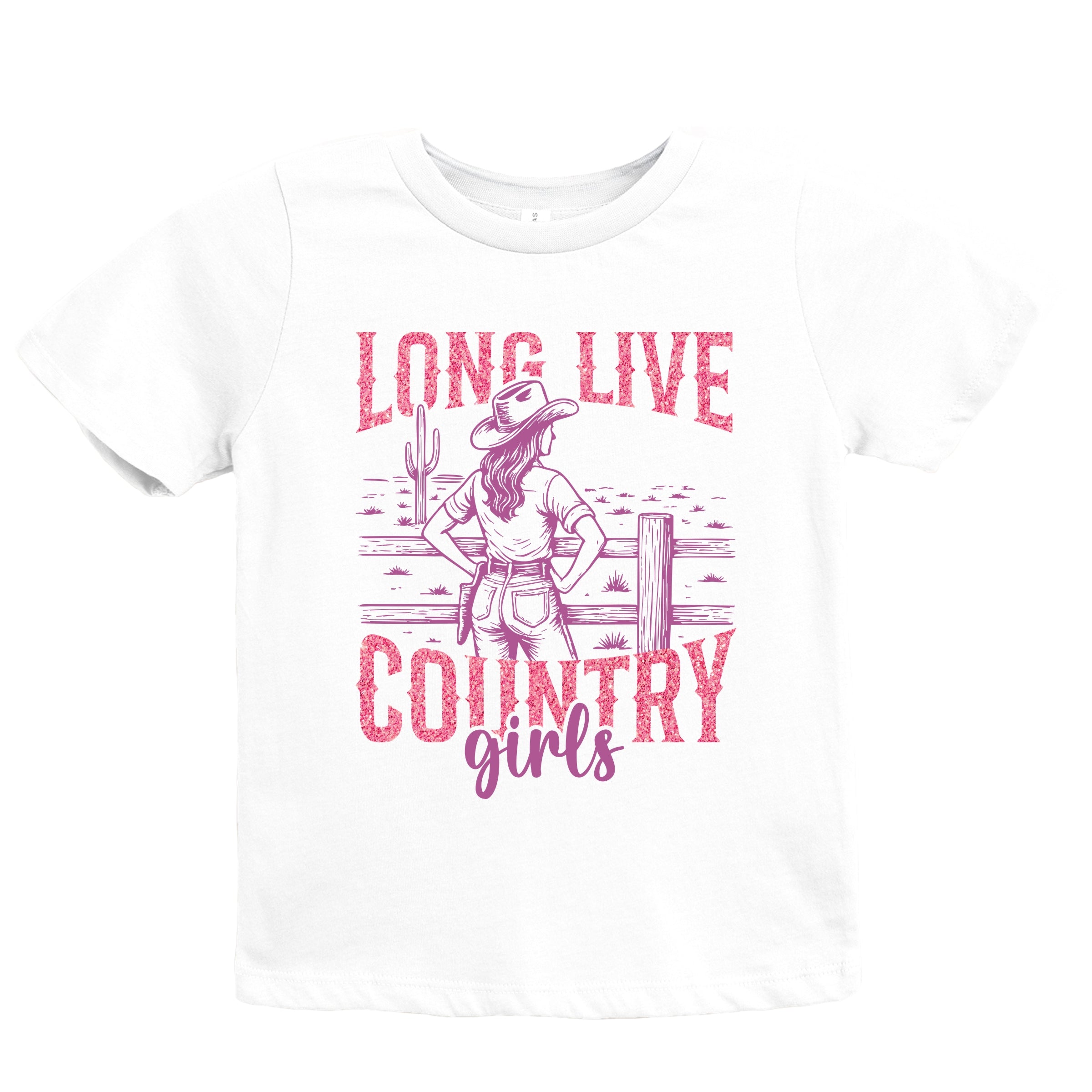 Long Live Country Girls Glitter - Youth Short Sleeve Graphic T-Shirt