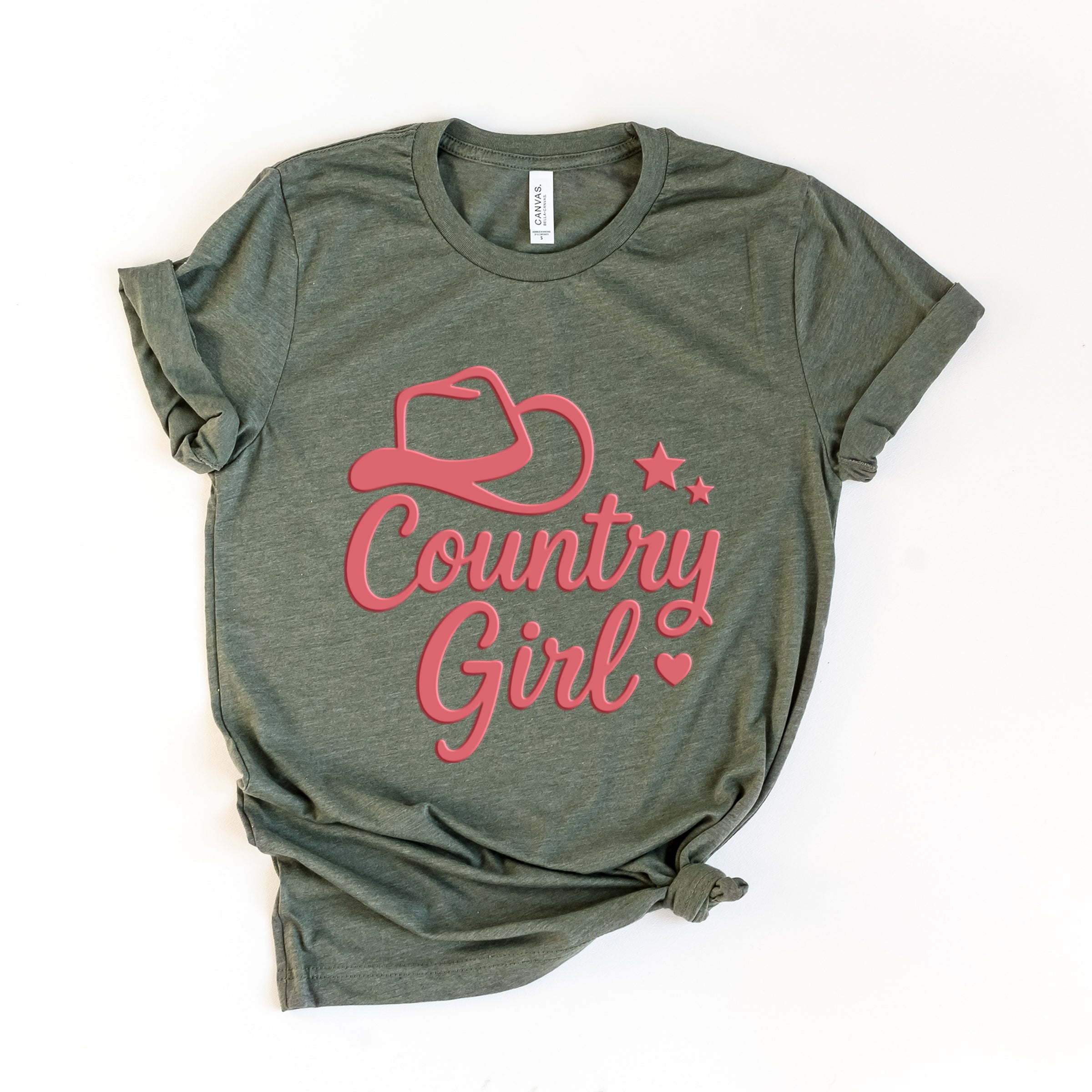Country Girl Hat Puff Print - Women's Short Sleeve Graphic T-Shirt