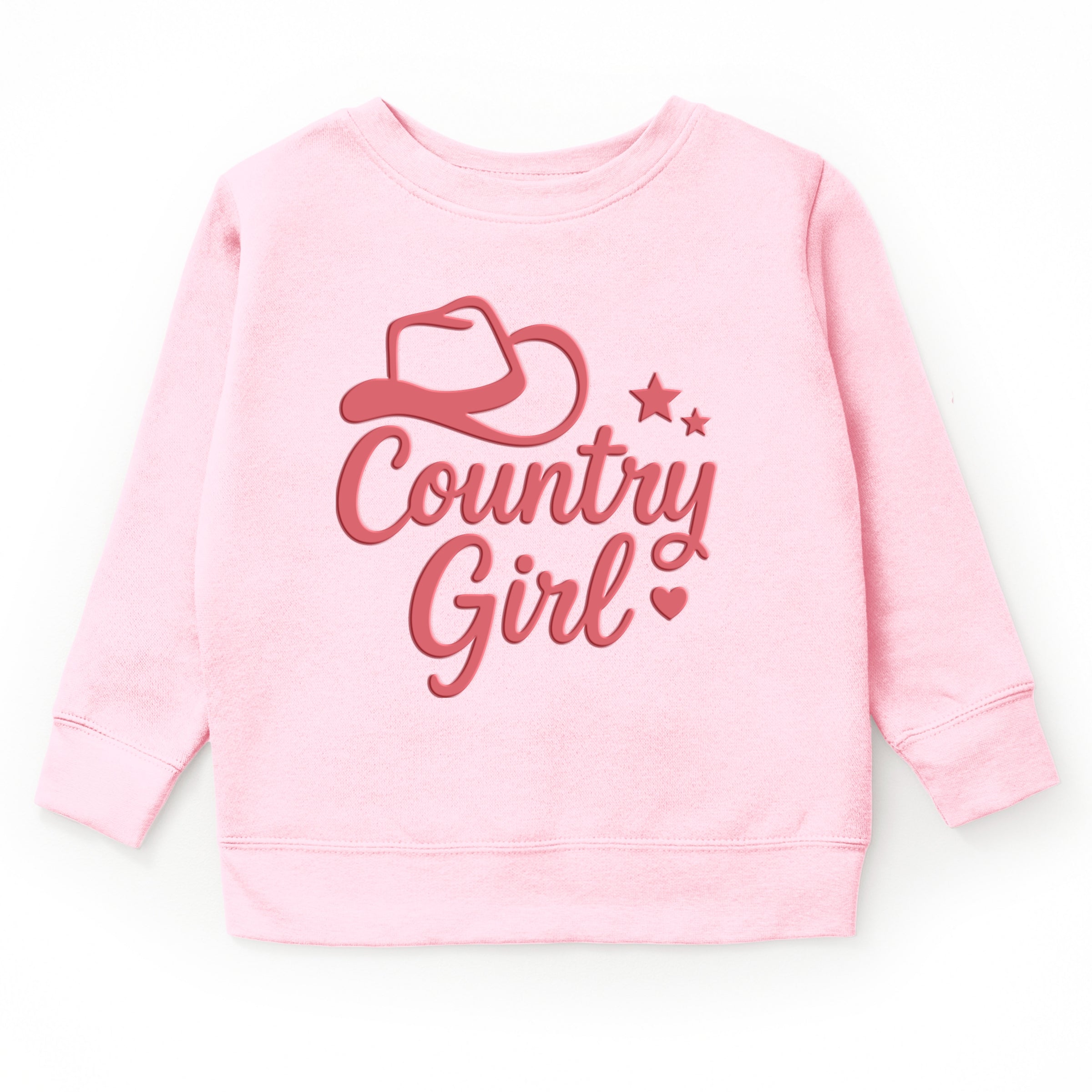 Country Girl Hat Puff Print  - Youth Graphic Sweatshirt