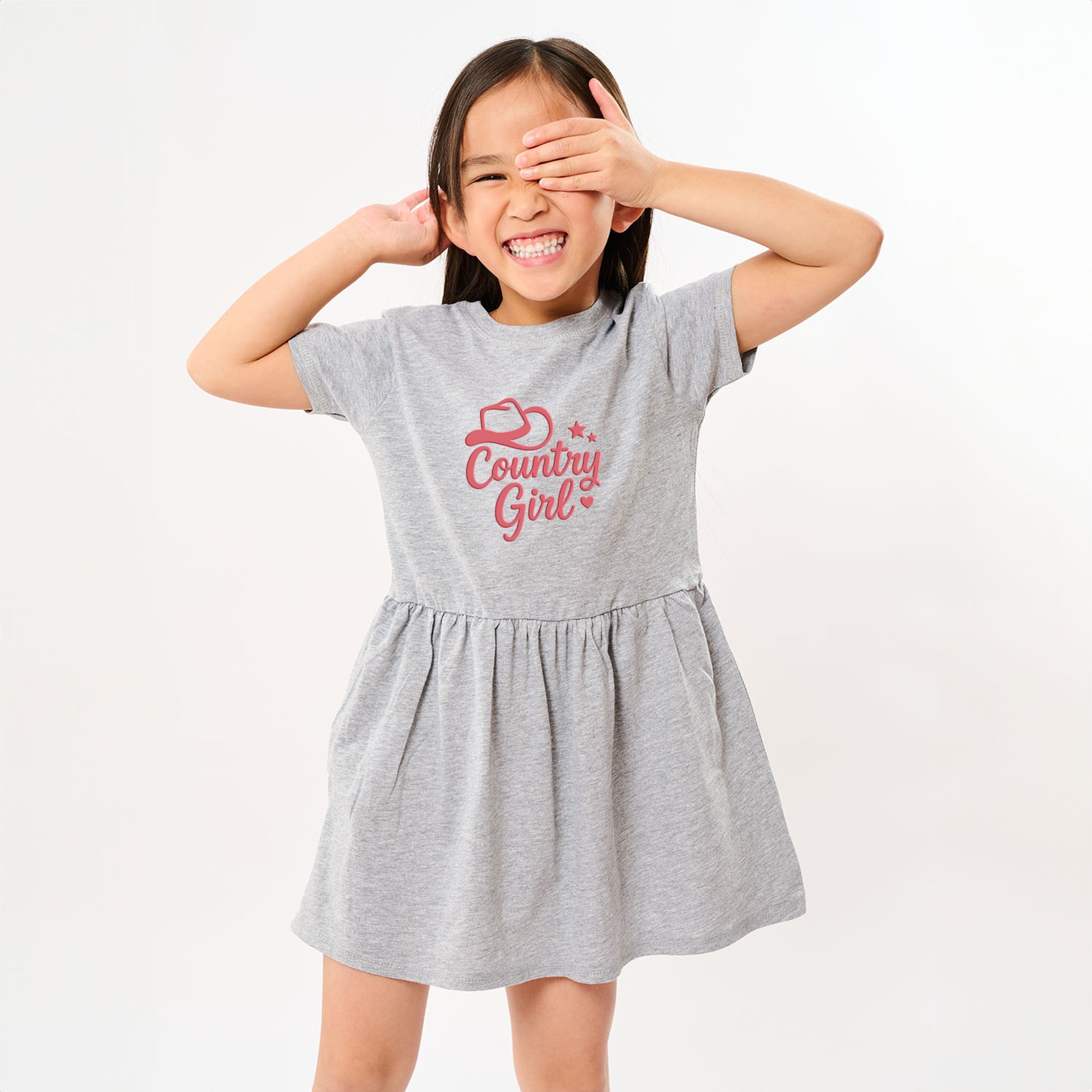 Country Girl Hat Puff Print  - Toddler Graphic Dress