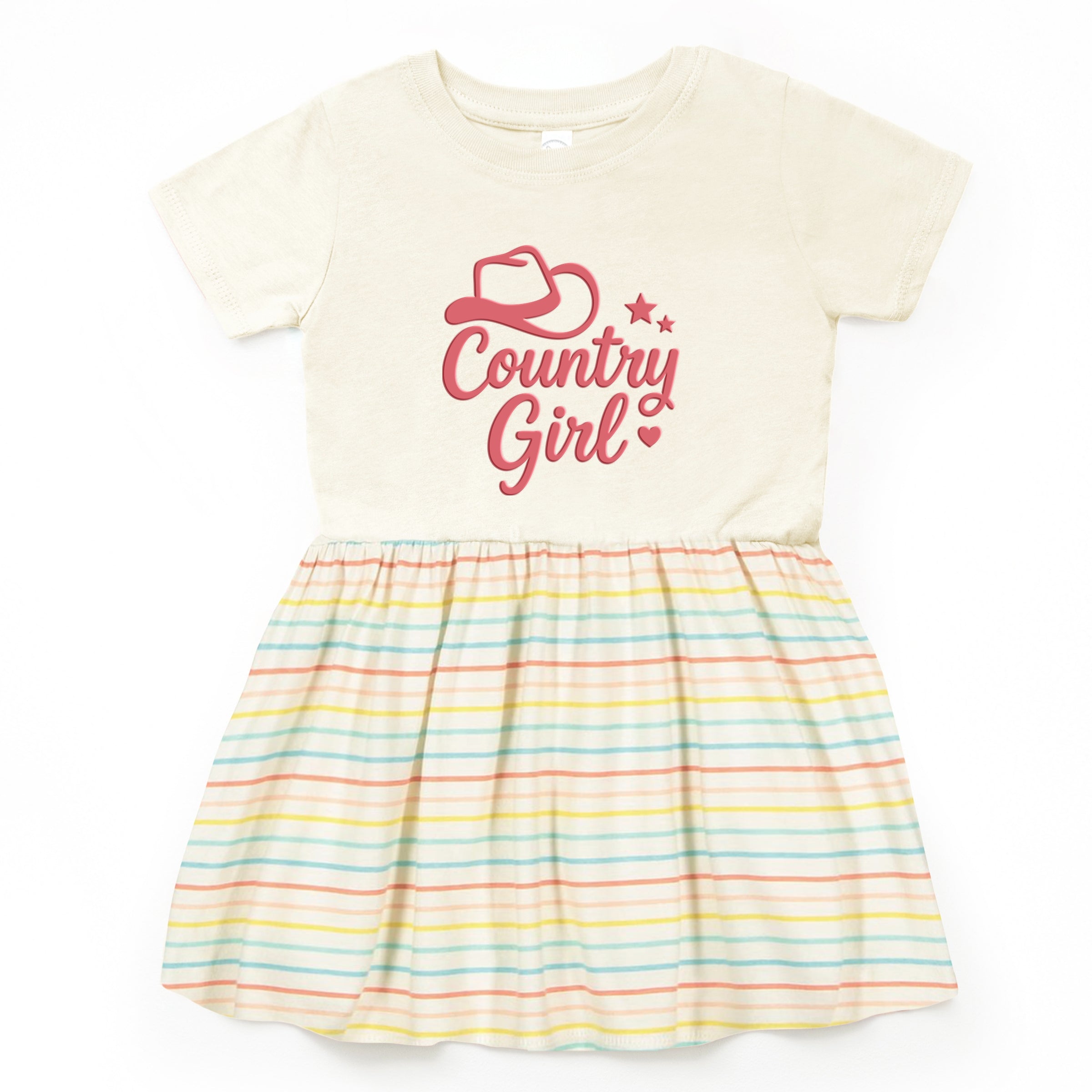 Country Girl Hat Puff Print  - Toddler Graphic Dress