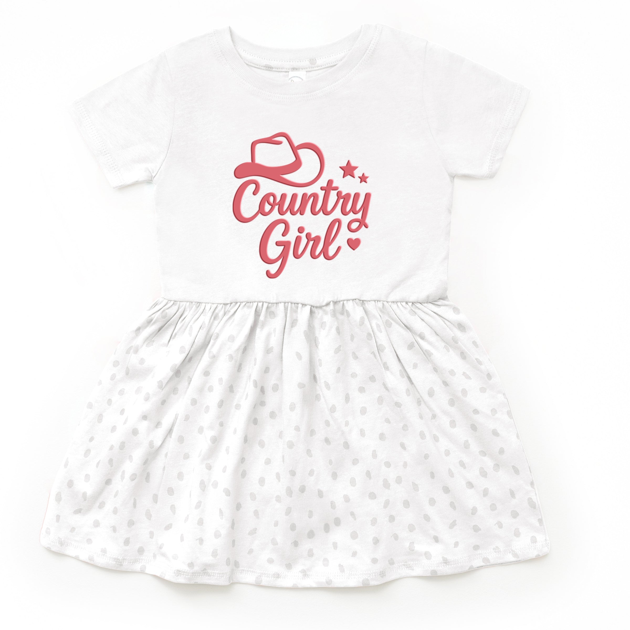 Country Girl Hat Puff Print  - Toddler Graphic Dress