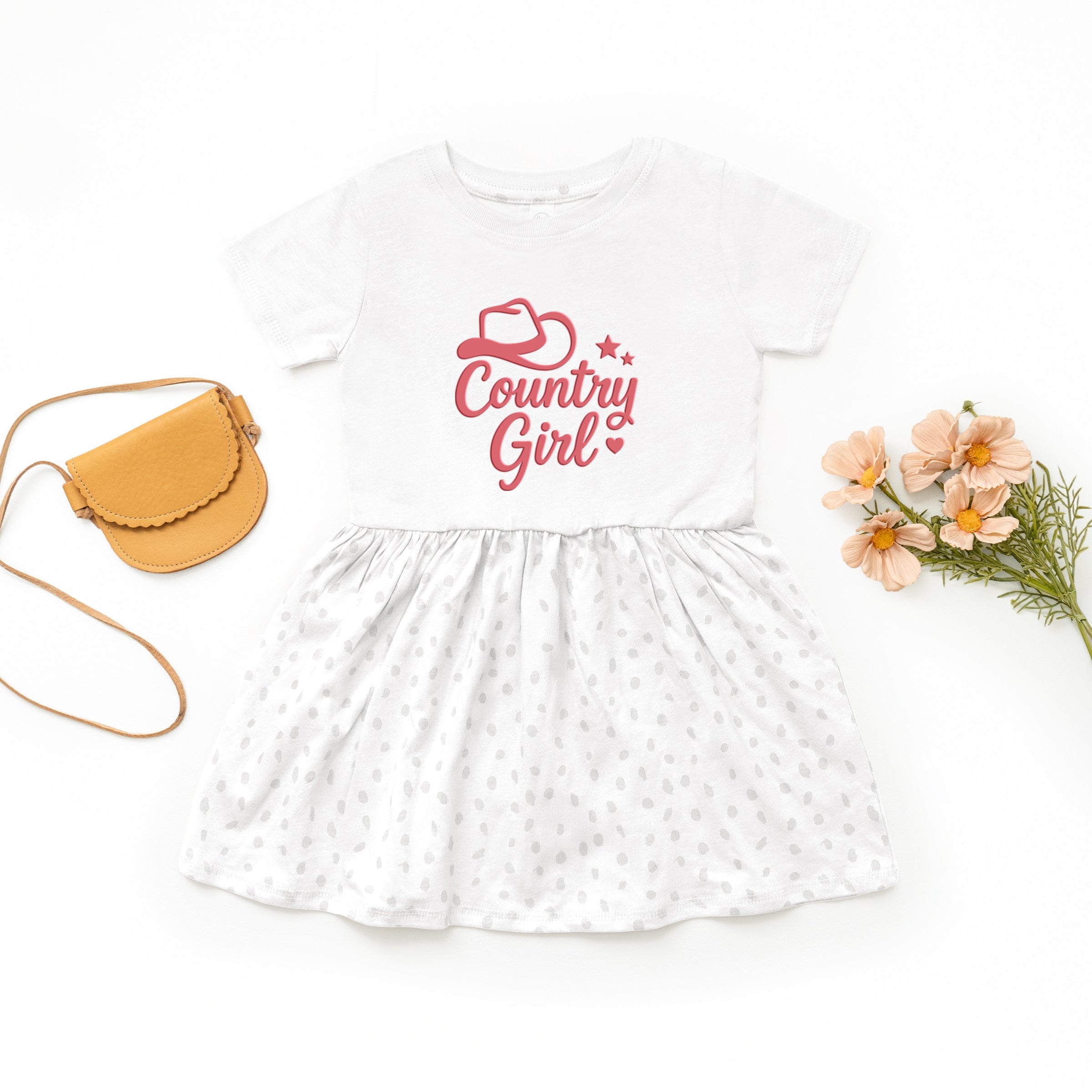 Country Girl Hat Puff Print  - Toddler Graphic Dress