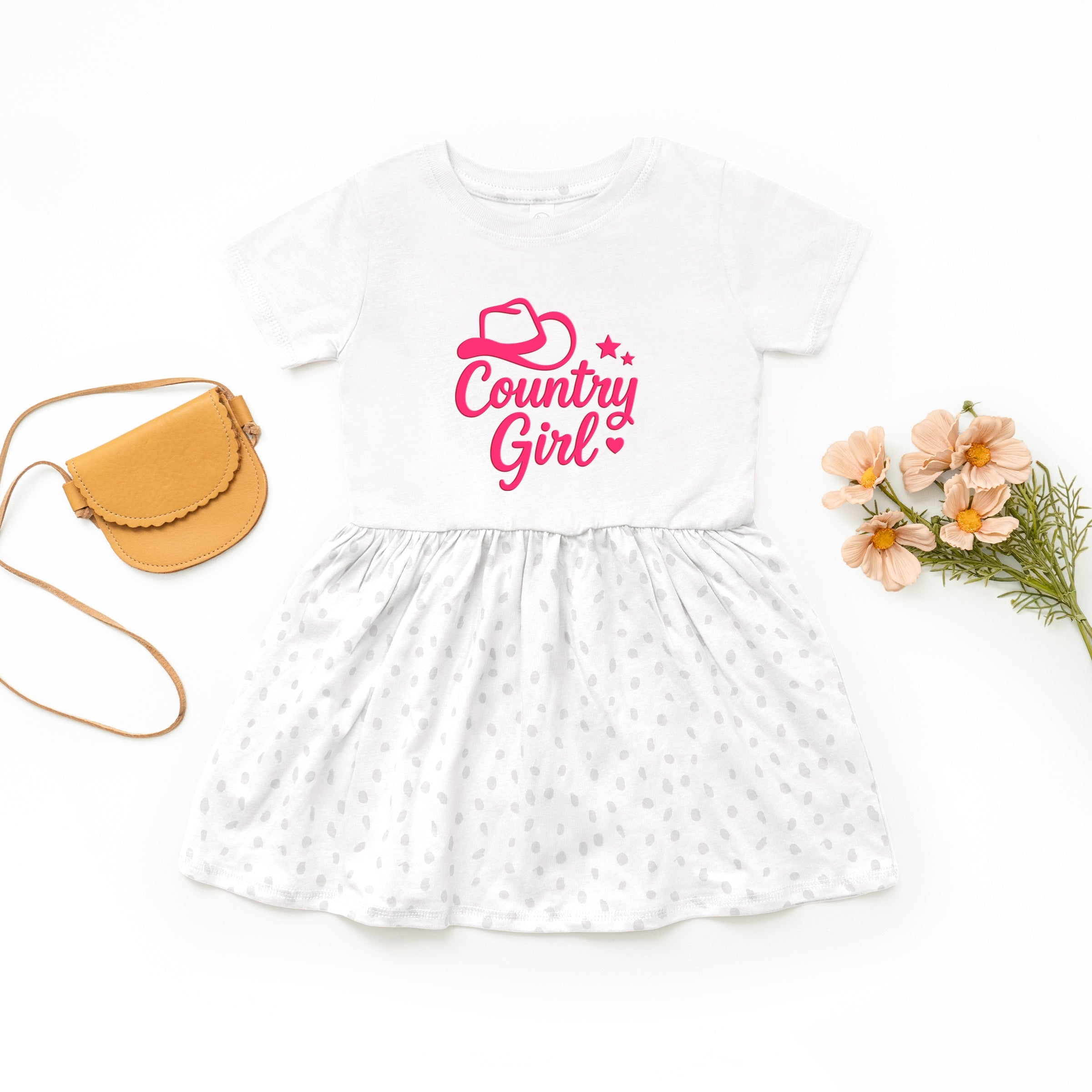 Country Girl Hat Puff Print  - Toddler Graphic Dress