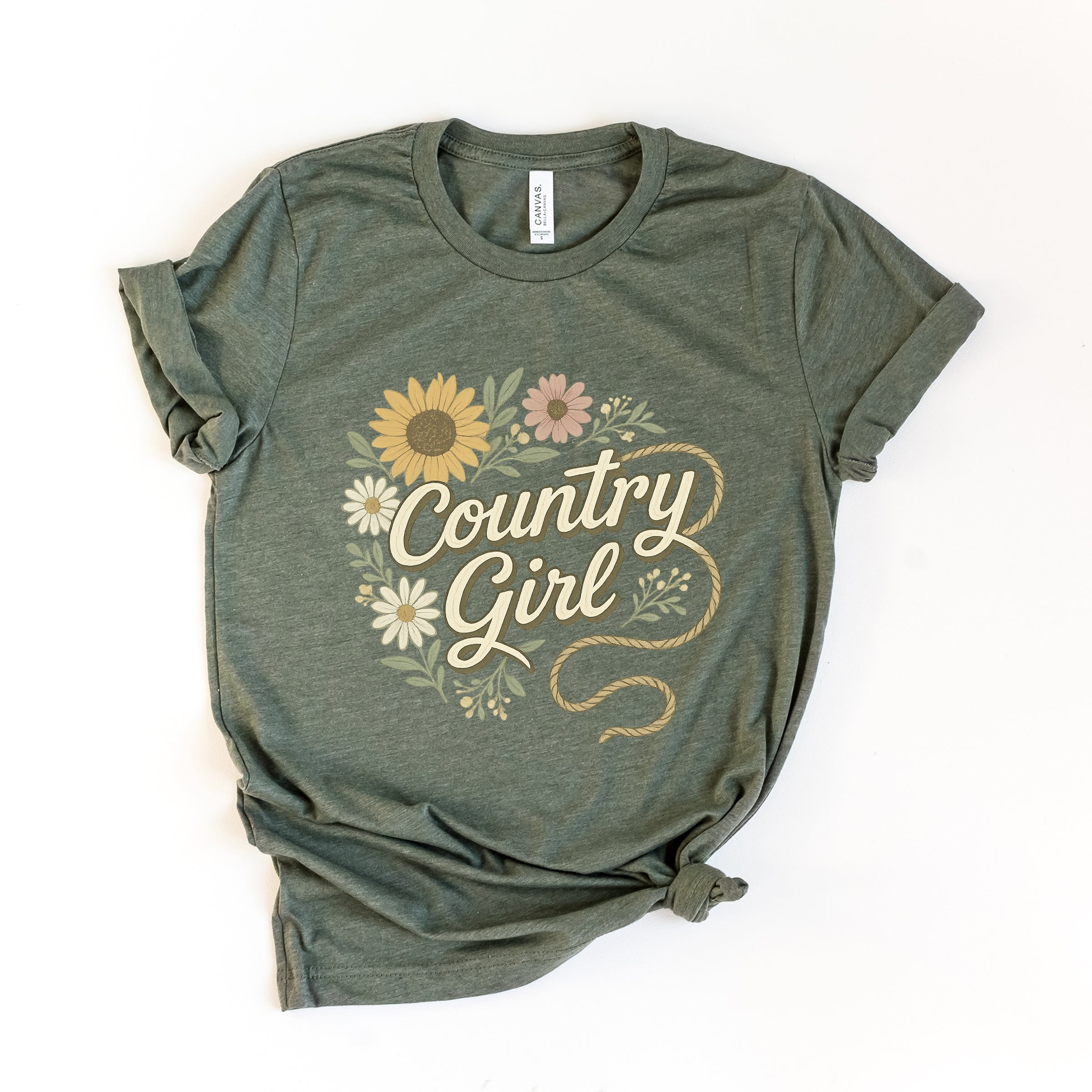 Country Girl Rope Watercolor  - Womens Short Sleeve Graphic T-Shirt