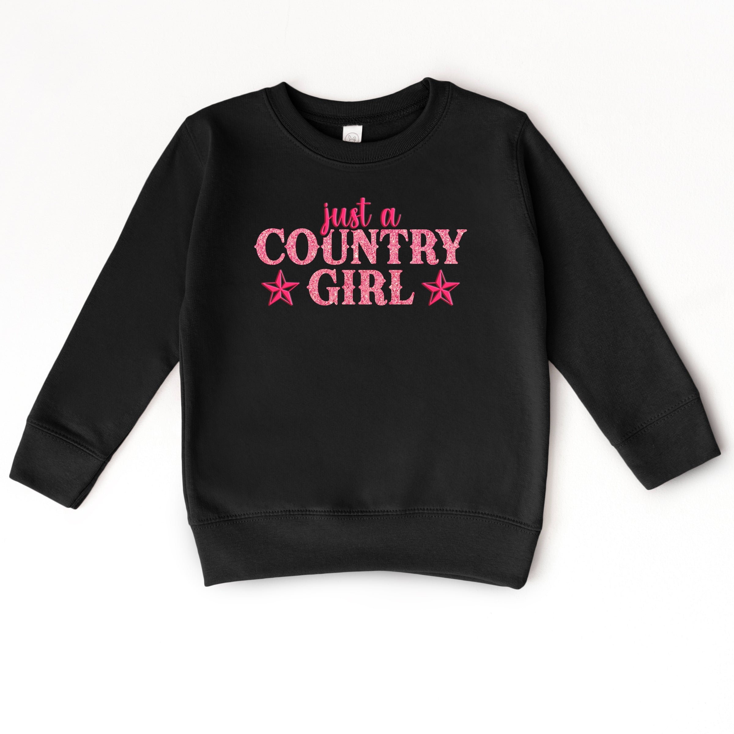 Just A Country Girl Stars Glitter/Puff Print - Toddler Graphic Sweatshirt