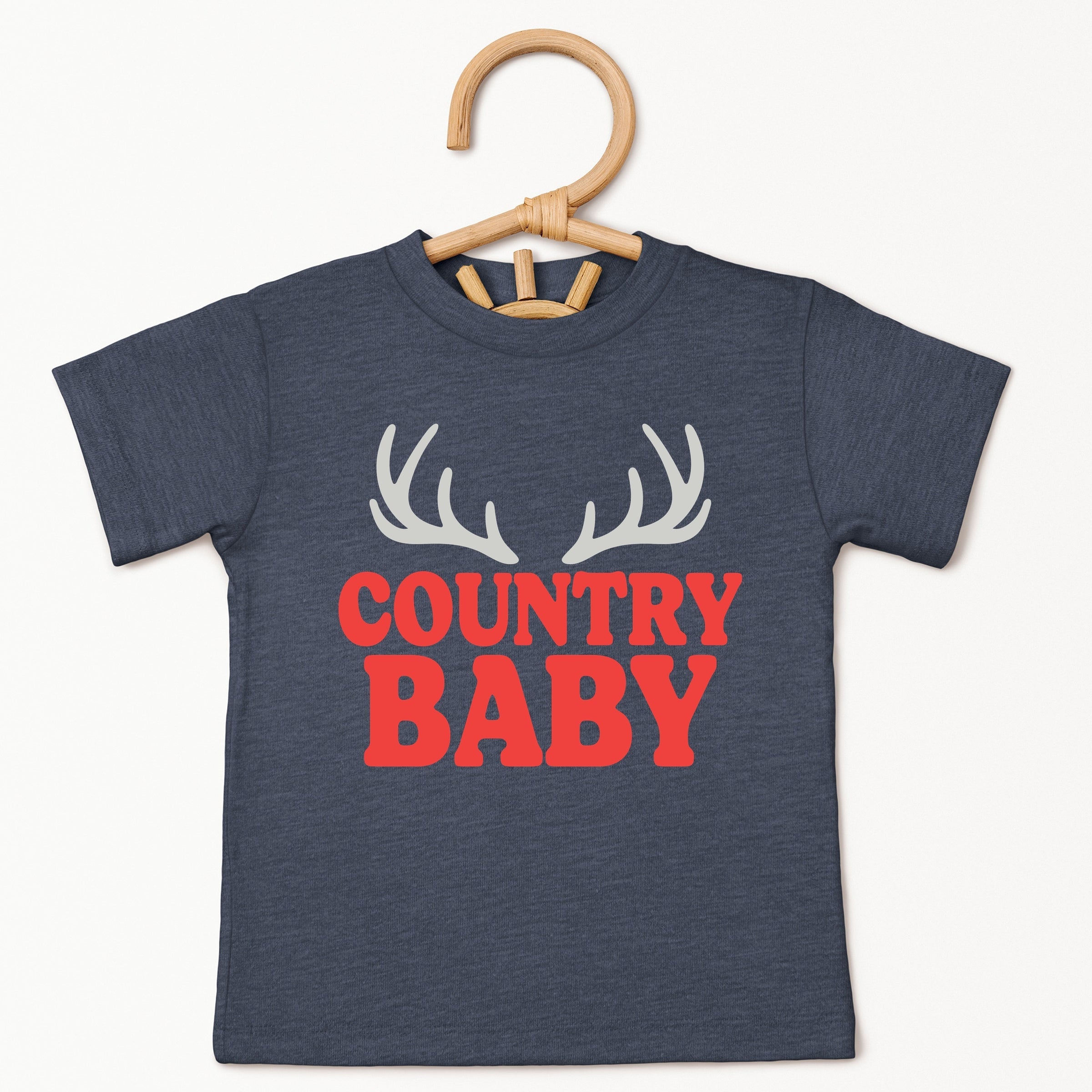 Country Baby Antlers Puff Print  - Toddler Short Sleeve Graphic T-Shirt
