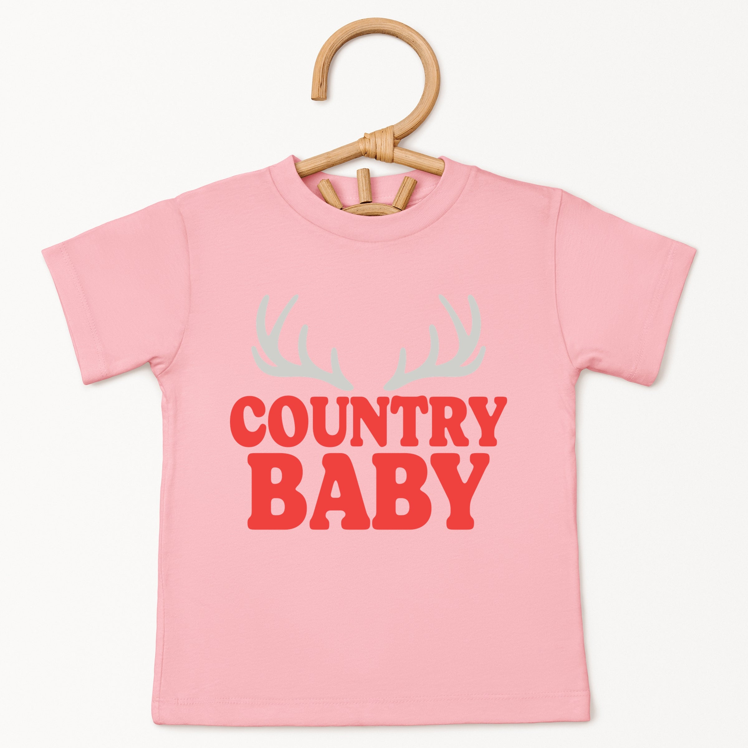 Country Baby Antlers Puff Print  - Toddler Short Sleeve Graphic T-Shirt