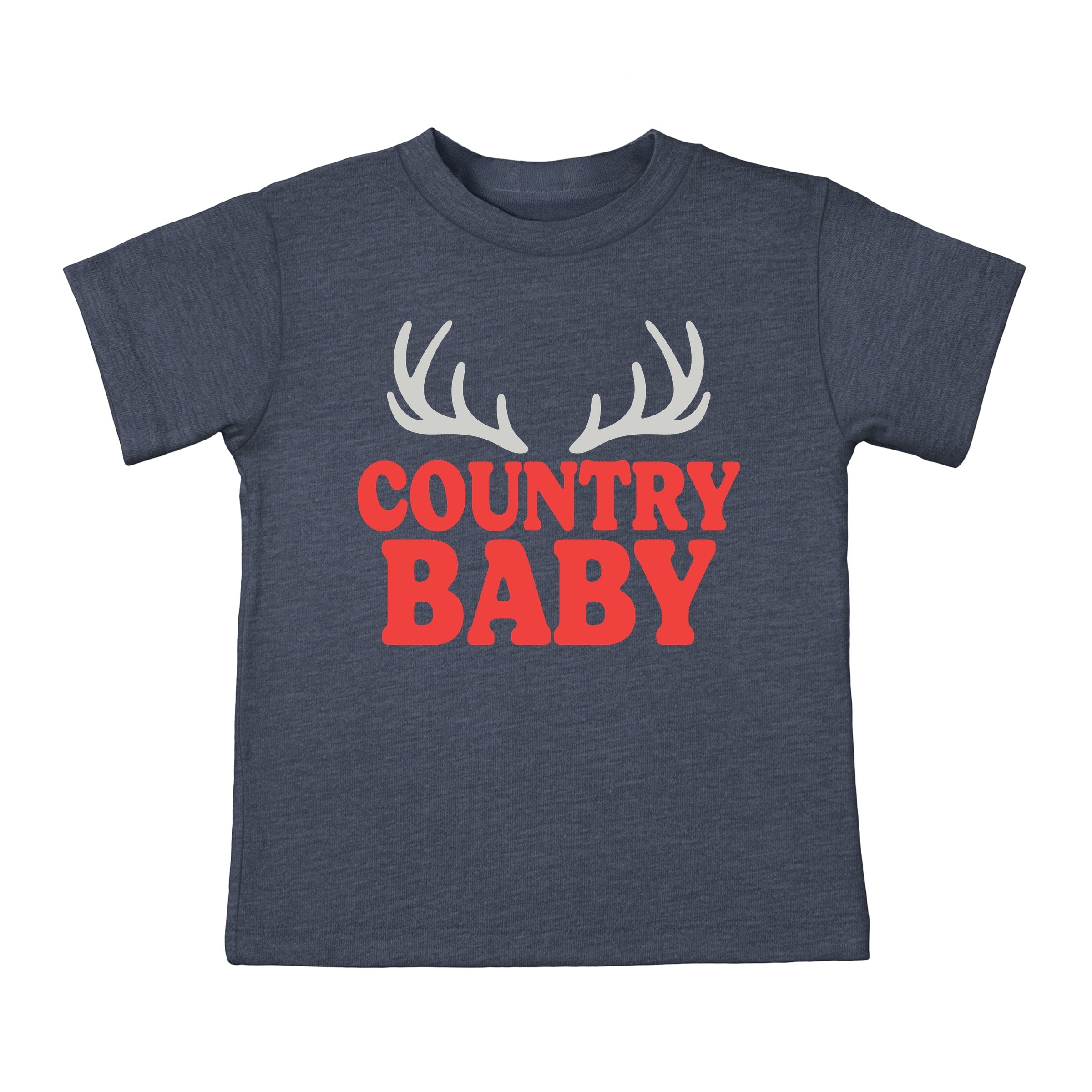 Country Baby Antlers Puff Print  - Toddler Short Sleeve Graphic T-Shirt
