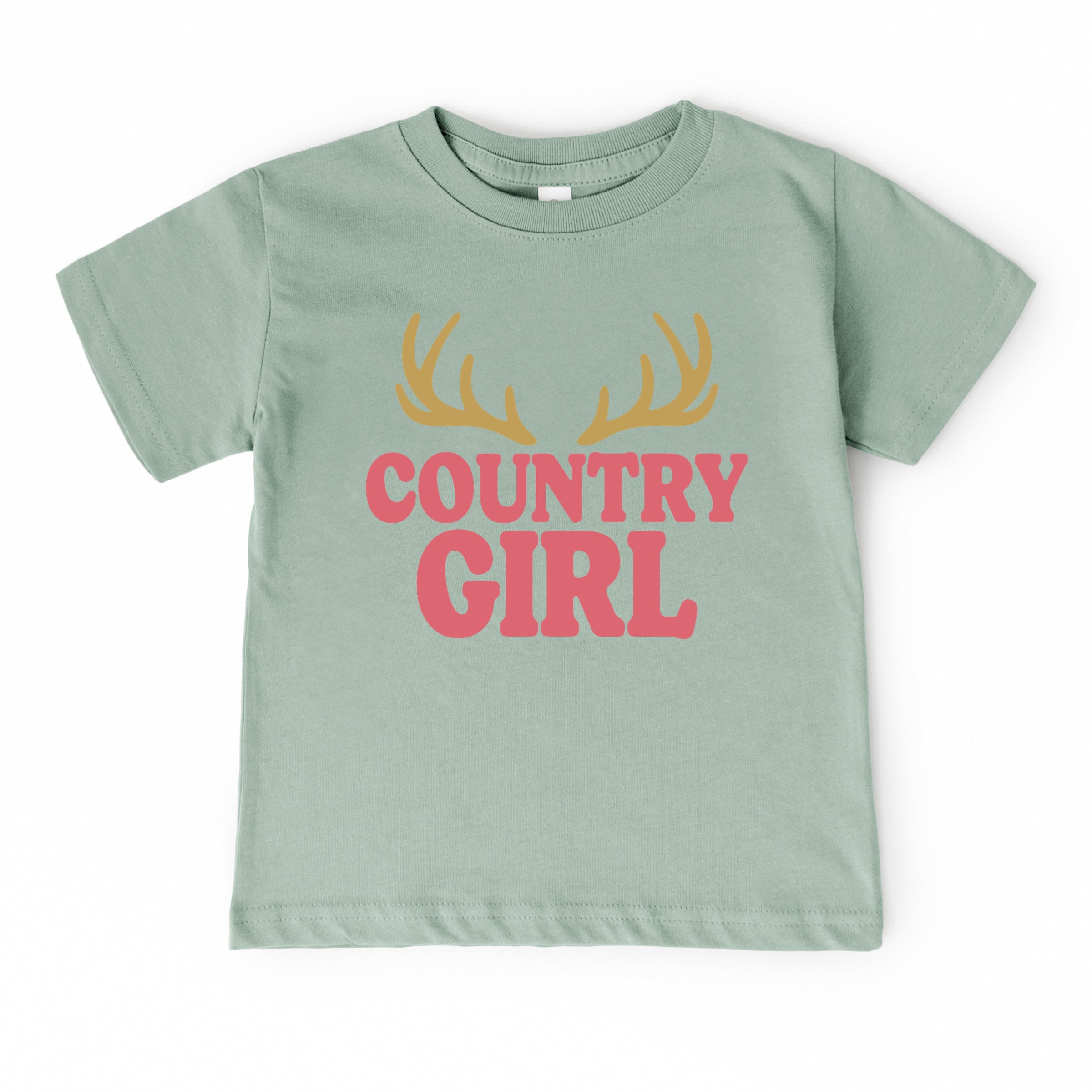 Country Girl Antlers Puff Print  - Toddler Short Sleeve Graphic T-Shirt